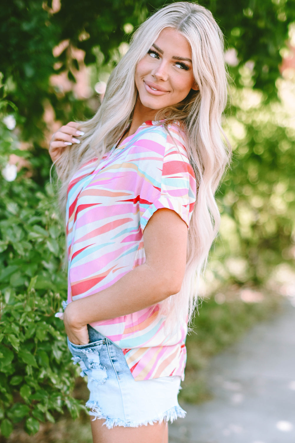 Women's Short-Sleeve High Low Blouse