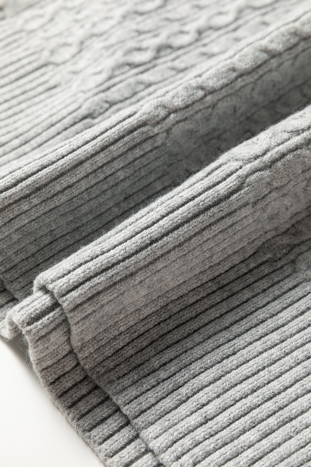 Knit High Cable Quarter Zip Rib-Knit Trim Loose Knit Top Dress