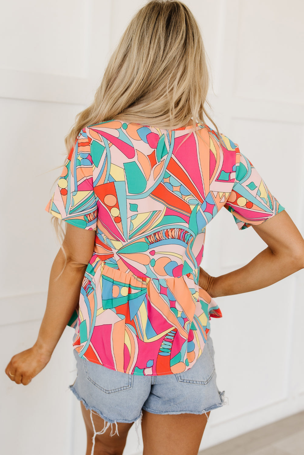 Women's Split Flowy Bohemian Pattern Blouse