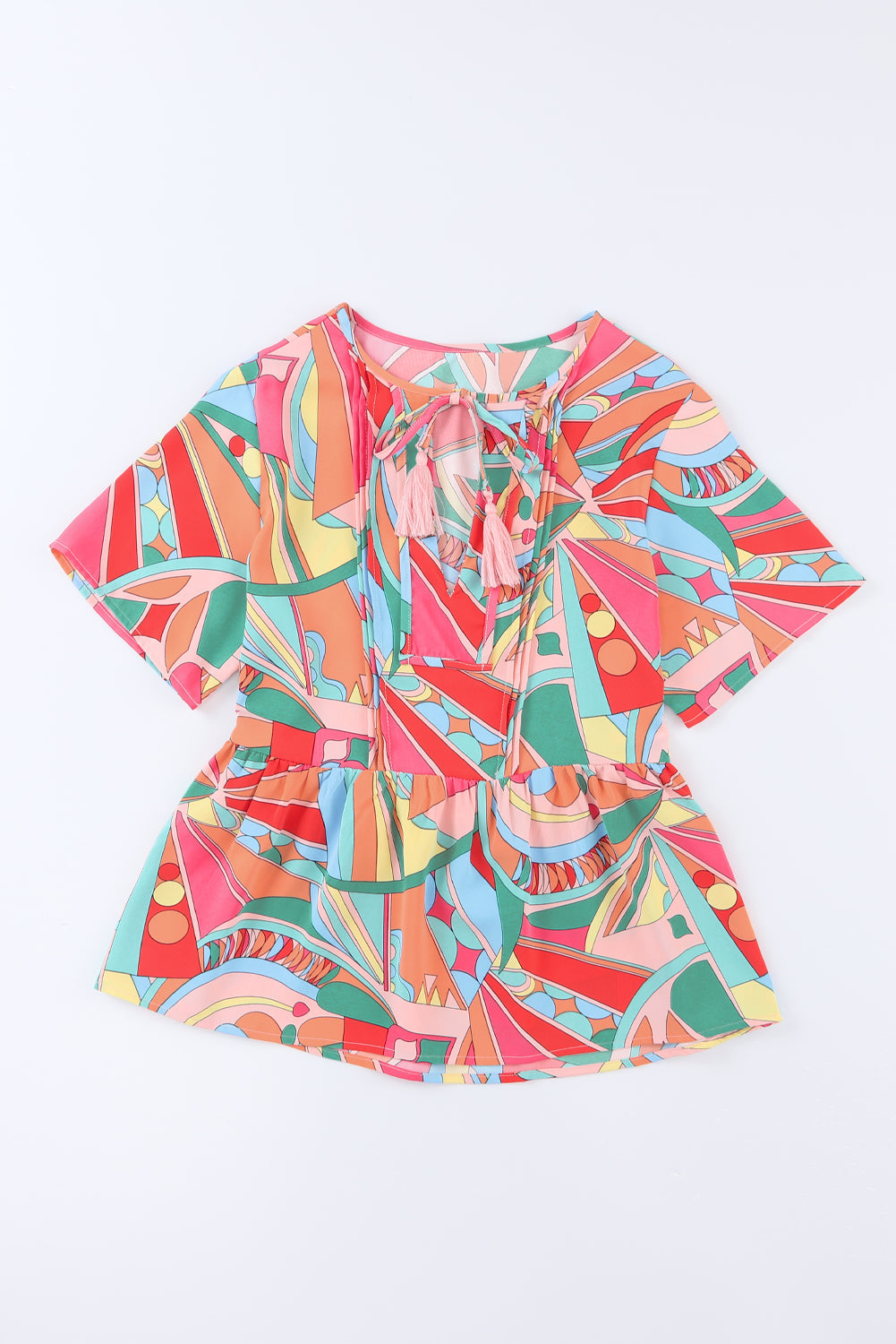 Women's Split Flowy Bohemian Pattern Blouse