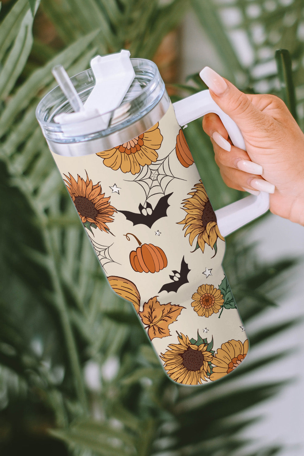 Pattern Print Halloween Print Handled Stainless Steel Vacuum Cup 40oz