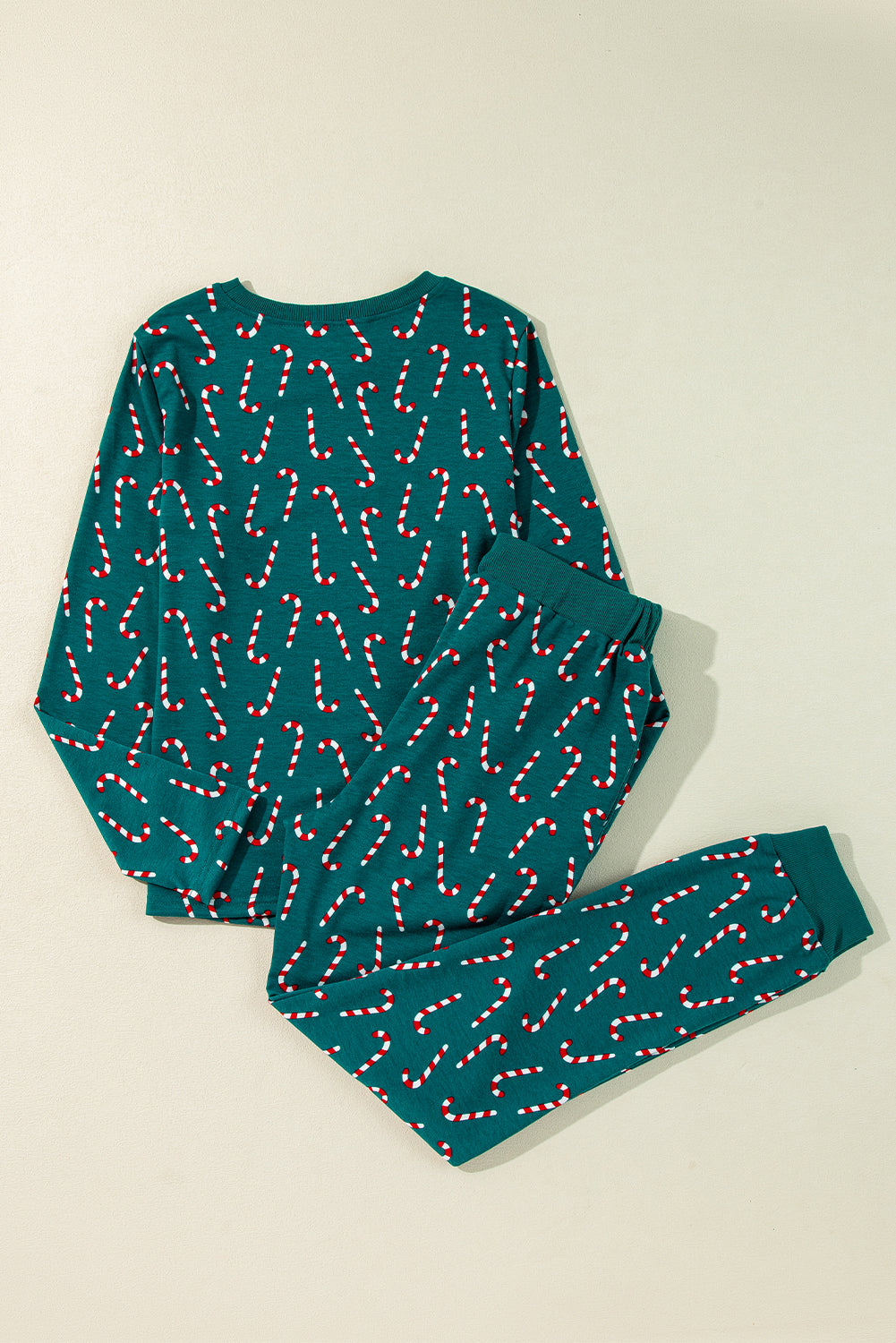 Candy Cane Christmas Cane Printed Top and Pants Lounge Set