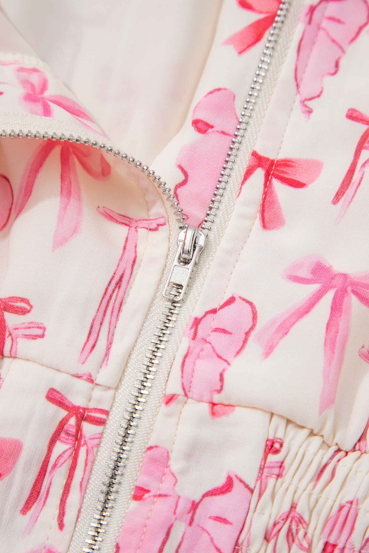 Full Waist Zip Cinched Sleeveless Bow Mini Dress in Pink