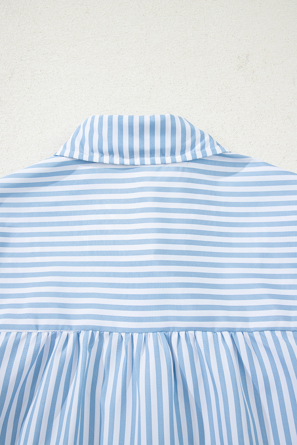 Shirred Placket Detail Half Collared Long-Sleeved Fall Shirt