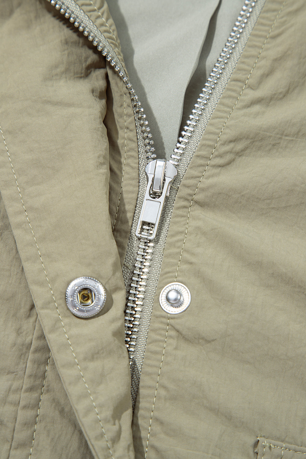 Zip Laurel Green Pocket Cropped Hooded Utility Jacket