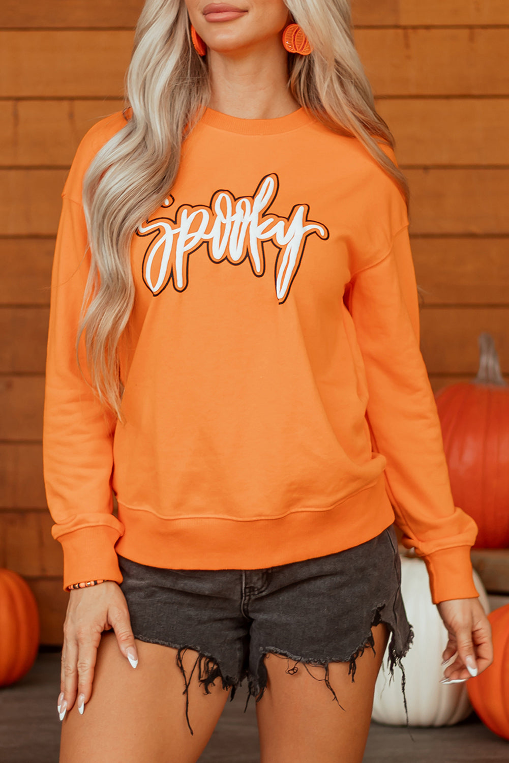 Spooky Graphic Halloween Crew-Neck Holiday Sweatshirt