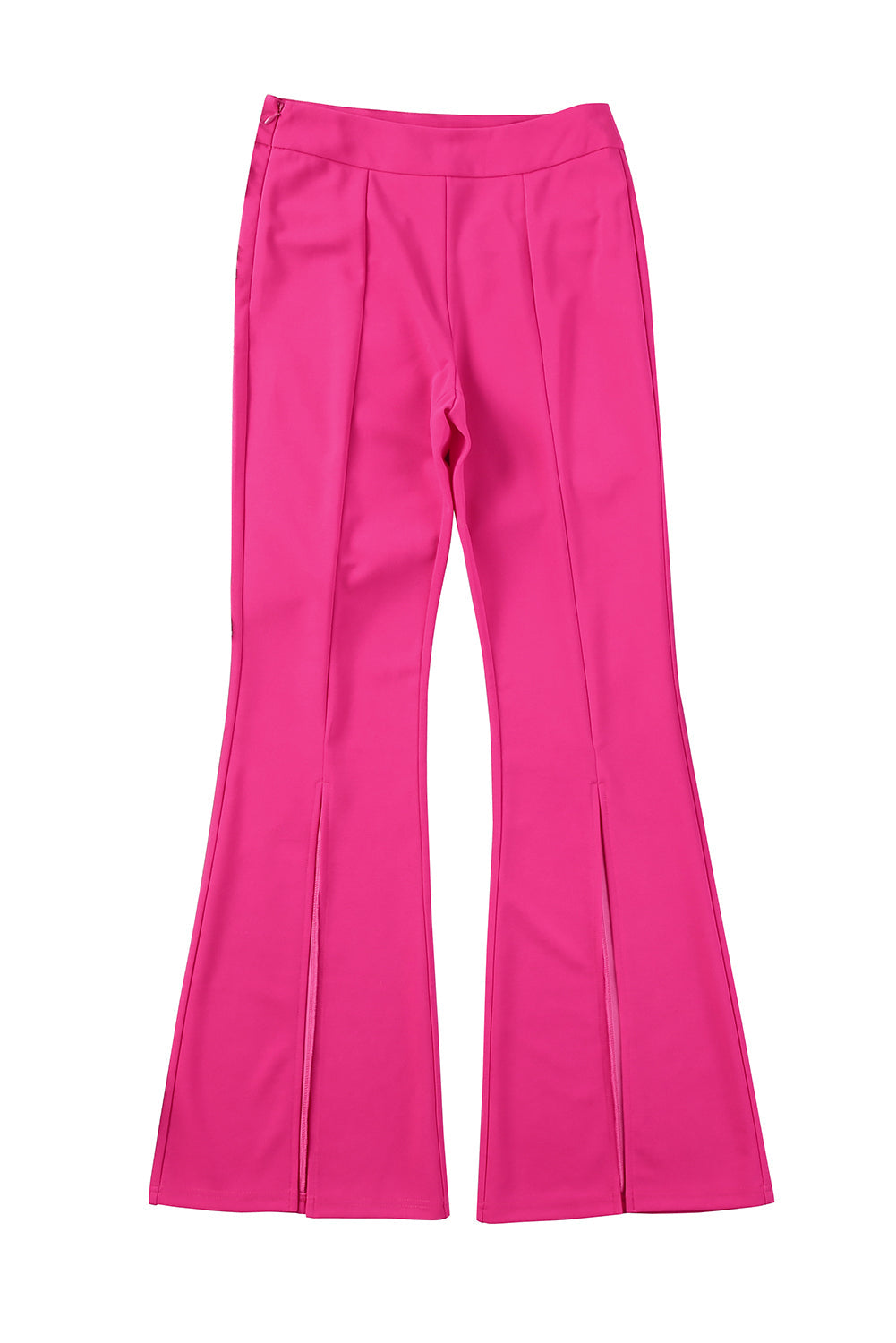 Pantalon taille haute rose à ourlet fendu