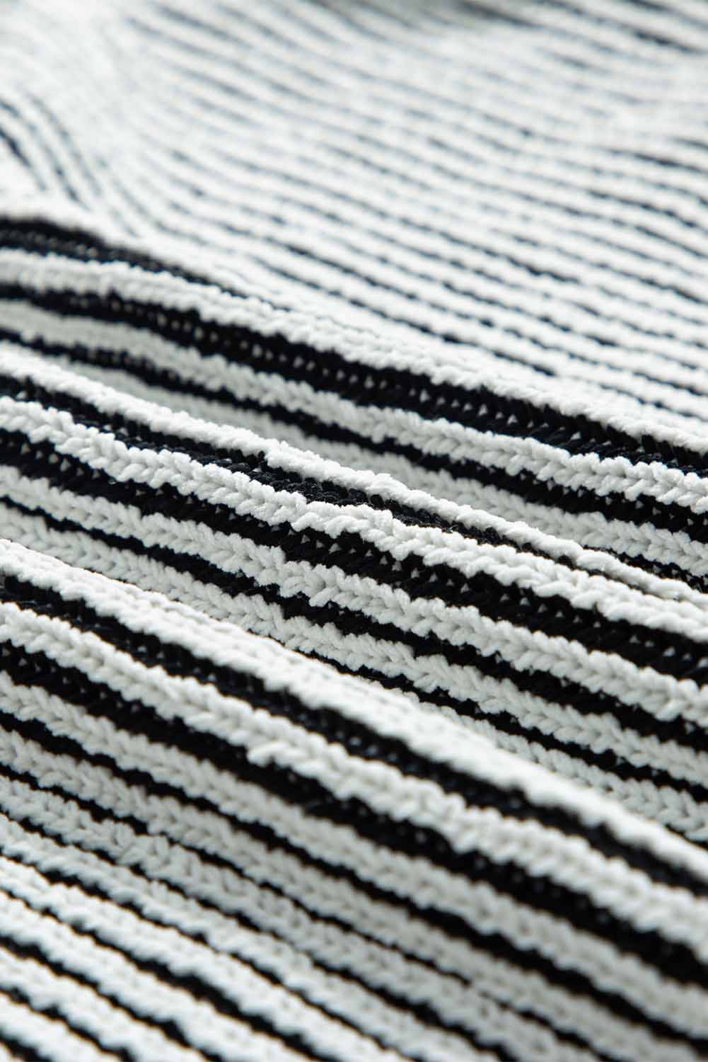 Knit Striped Textured Contrast Edge Loose Knit Top