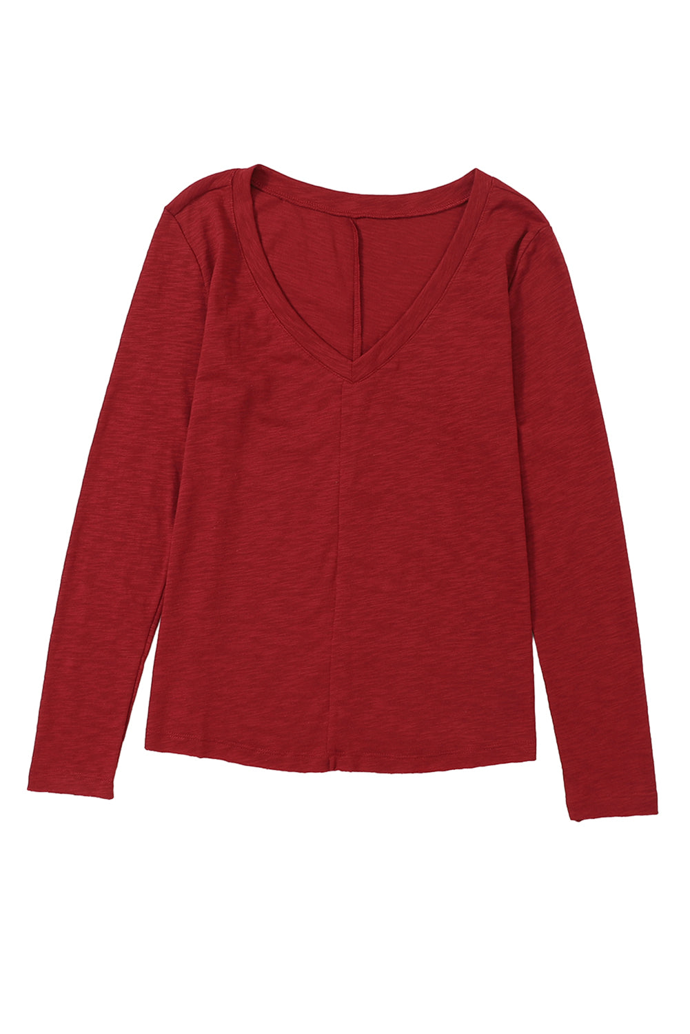 Women's V Neck Center Seam Long-Sleeve Tee