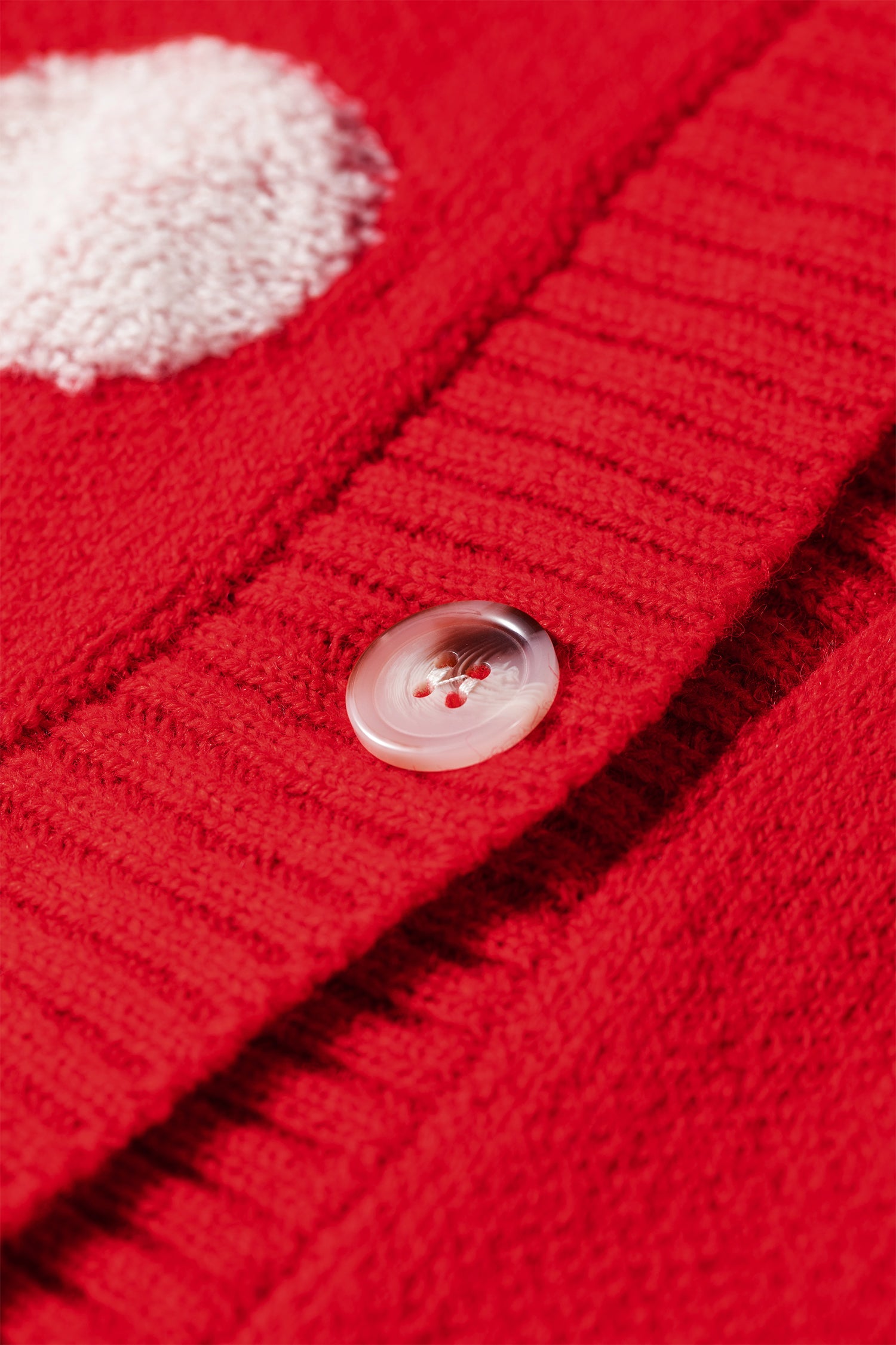 Front Polka-Dot Button Roomy V-Neck Cardigan in Red
