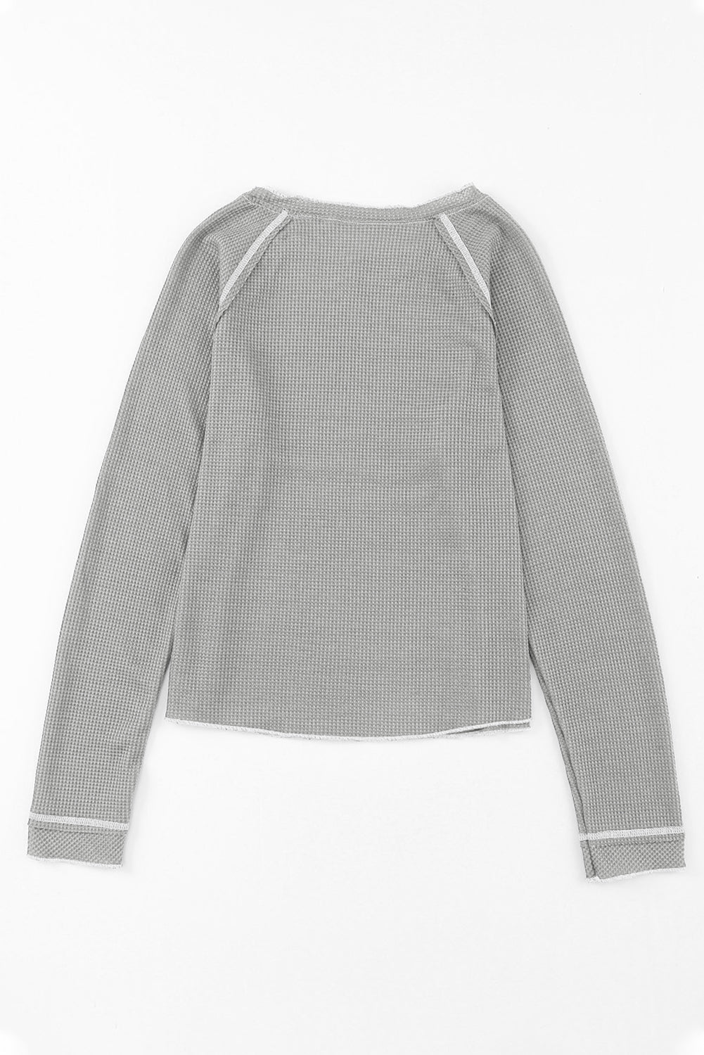 Textured Top Round-Neck Long-Sleeved in Gray