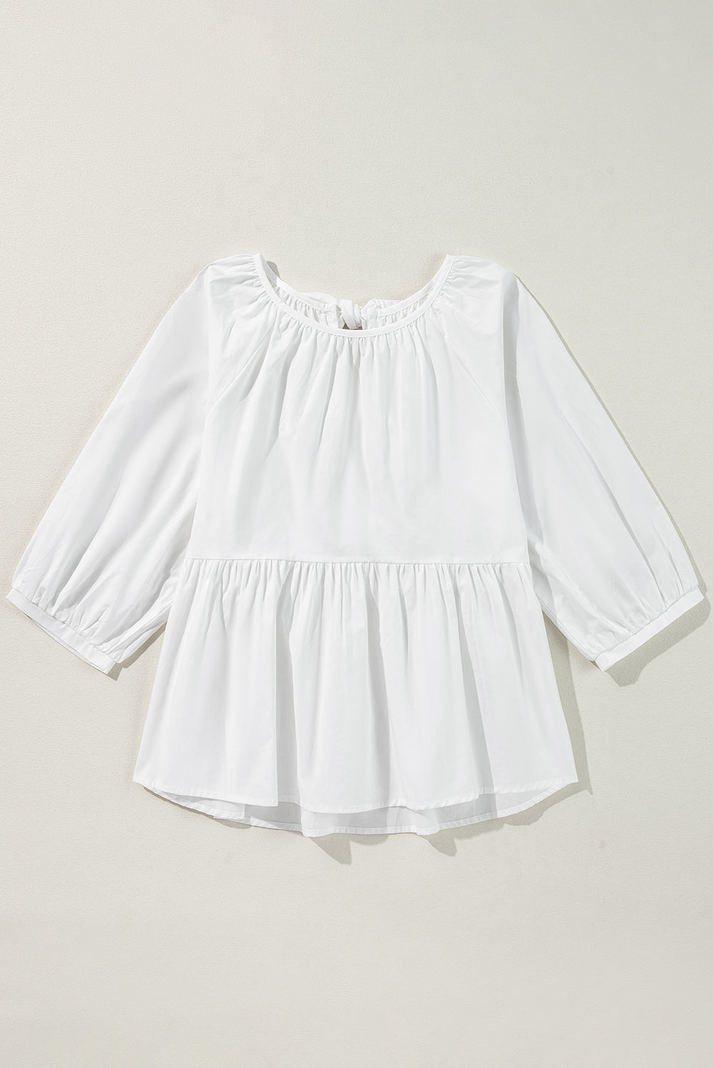 White Bow Knot Cutout Back Loose Fit Blouse