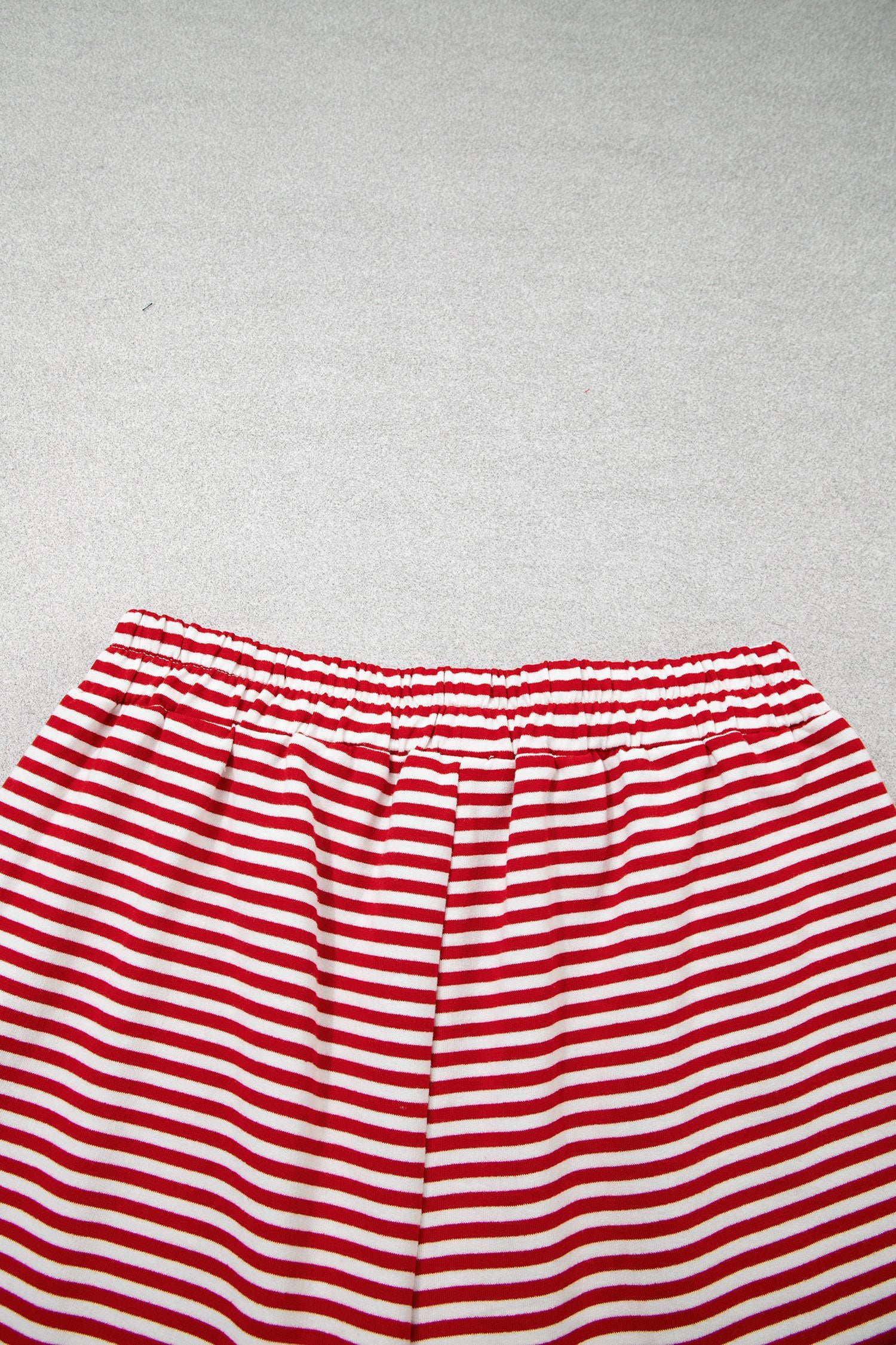 Stripe Sweatshirt Oversize Mock-Neck and Shorts Set in Red