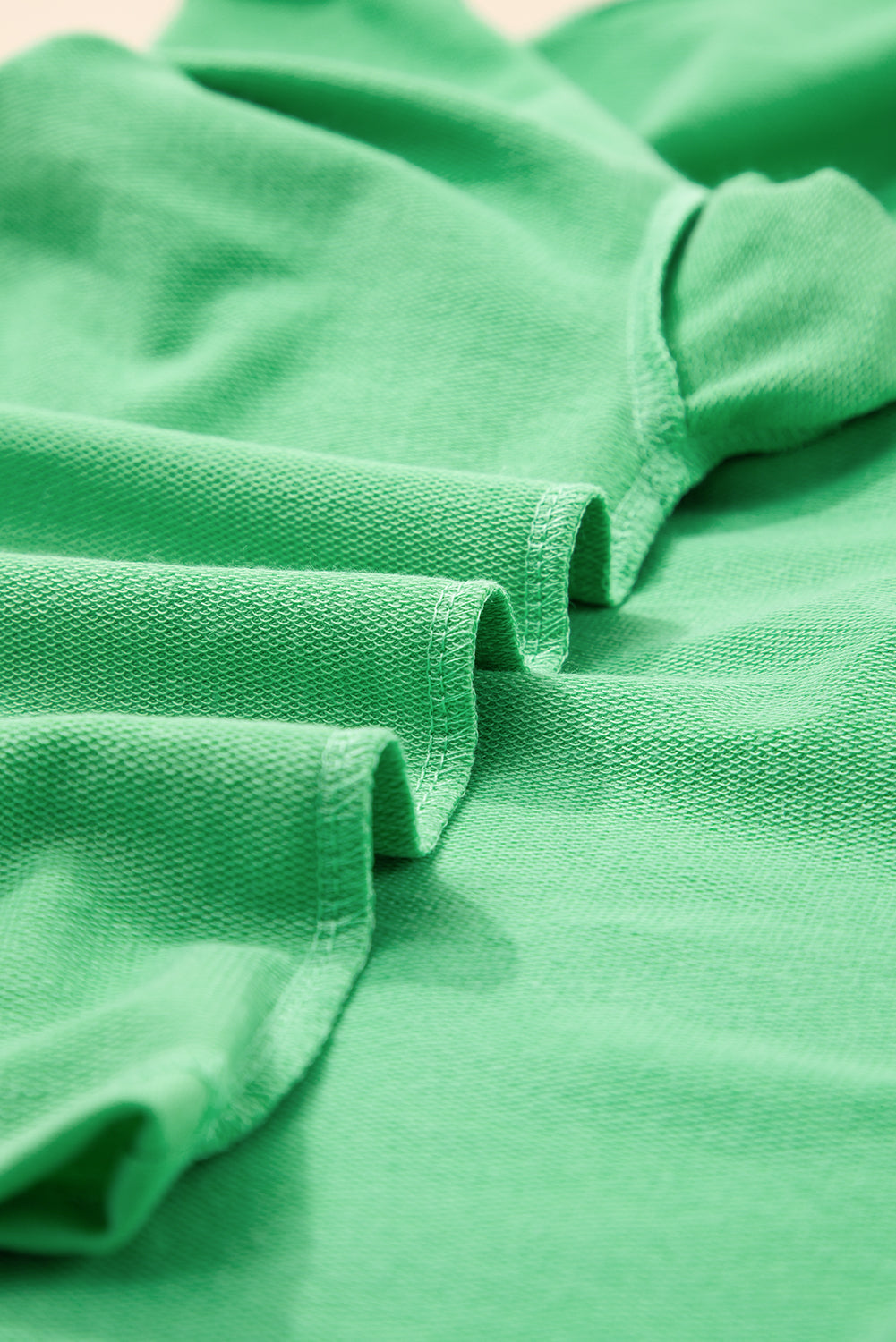 Mint Drop-Shoulder Green V-Neck Tee and Patchwork Drawcord Elastic Waistband Shorts Set