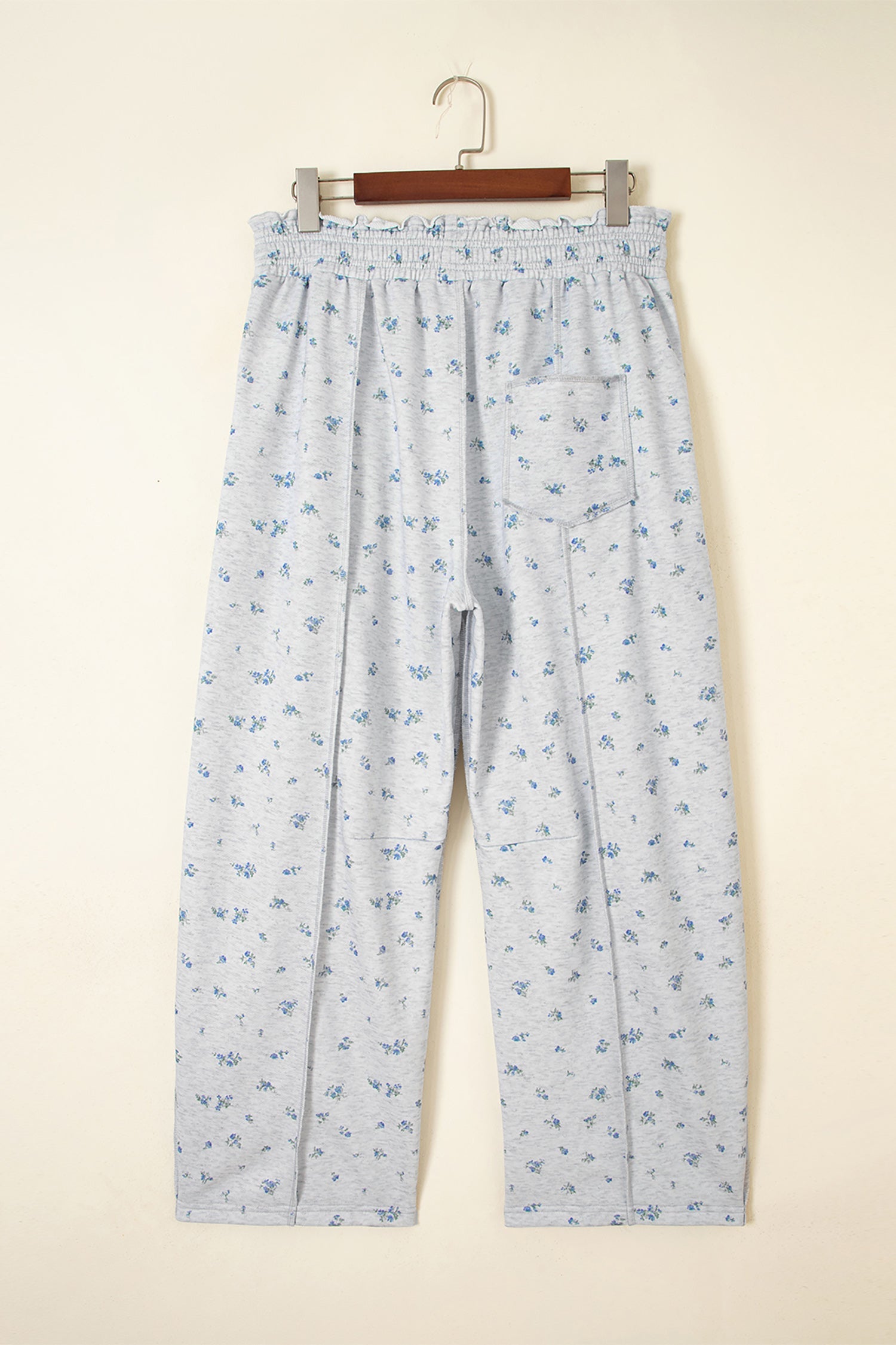 Floral-Print Timeless Elastic Waist Fit Pants in Gray