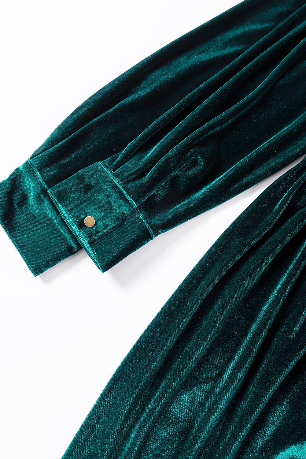 Velvet Buttoned Front Ruffled Mini Dress