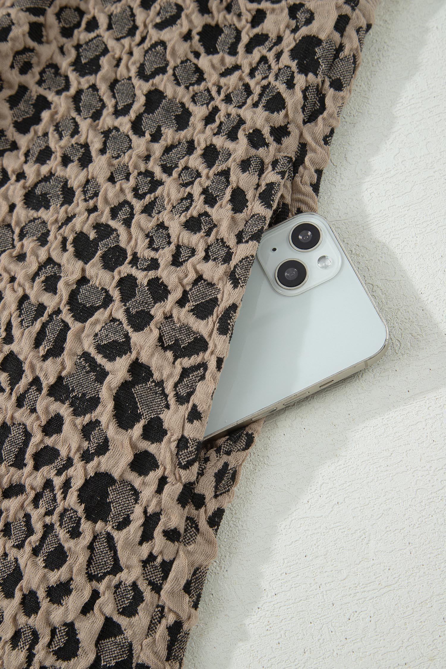 Leopard Textured Sleeveless Mini Dress Featuring Pockets