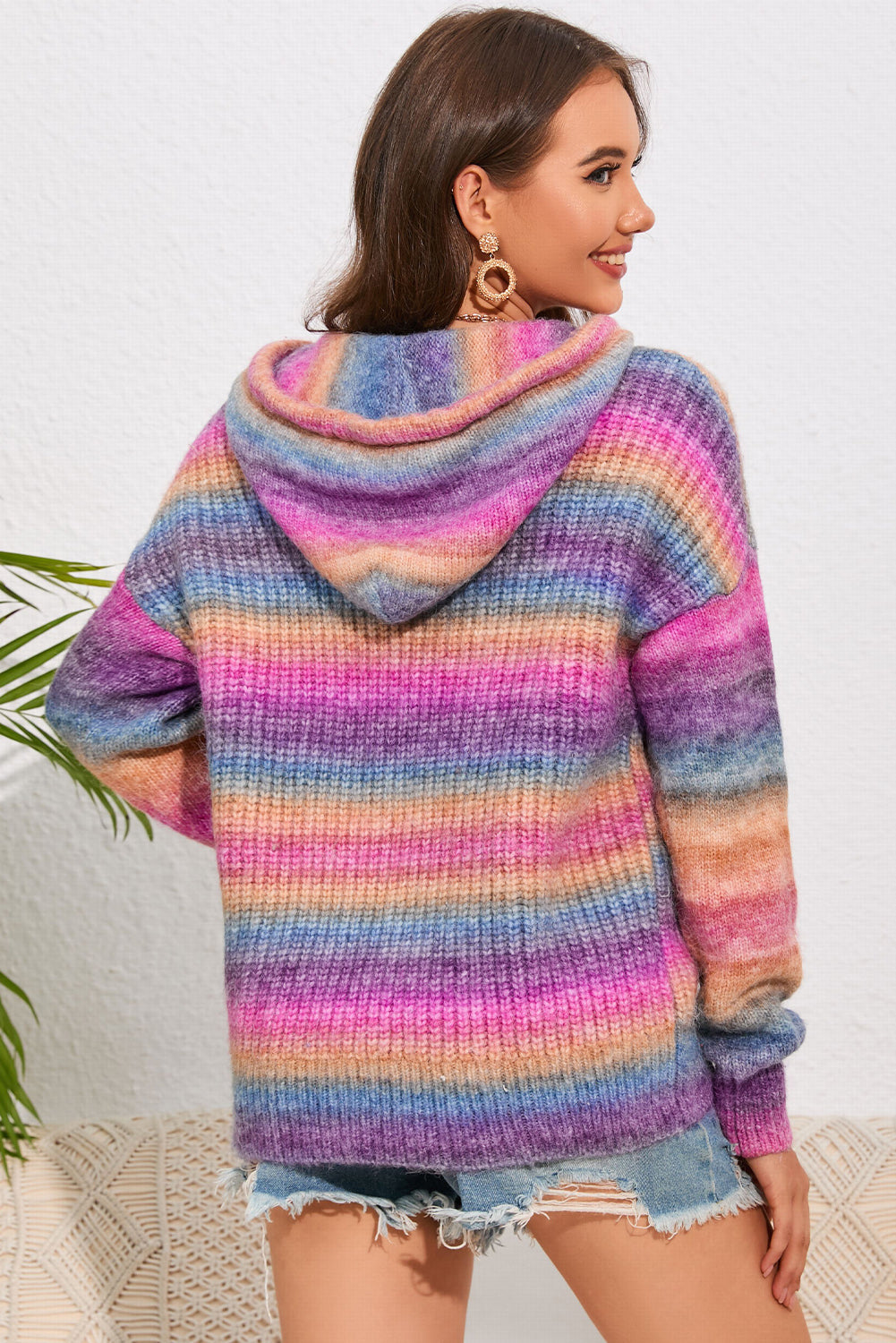Hooded Sweater for Women Multicolor Pocket