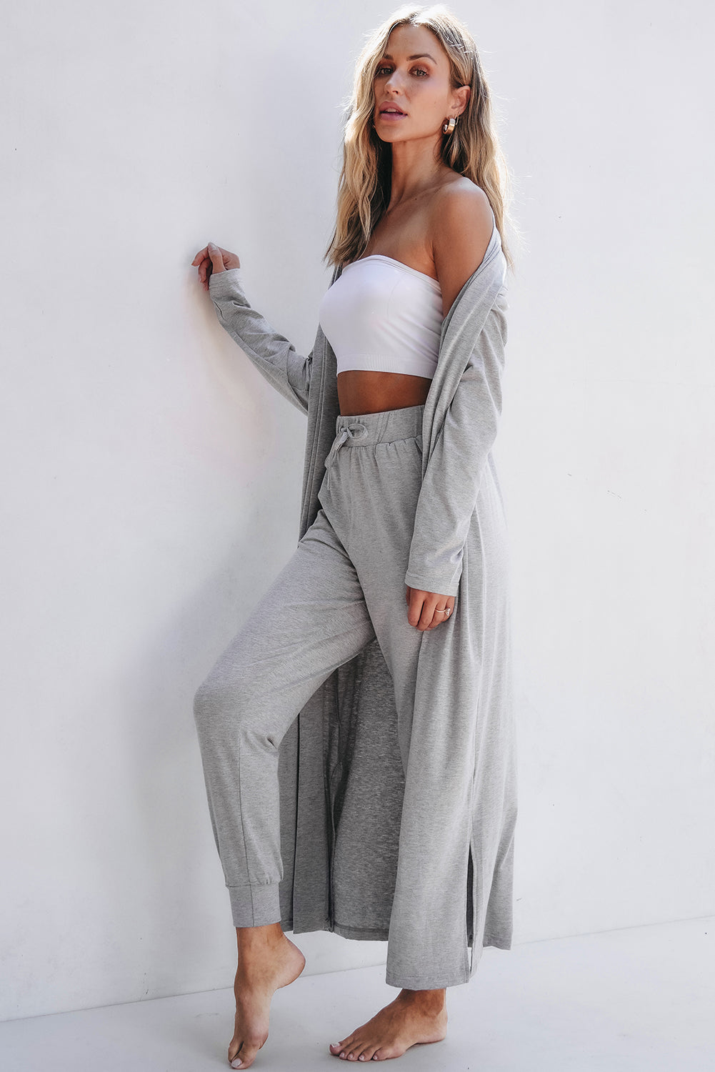 Cardigan Split Long and Skinny Pants Lounge Set