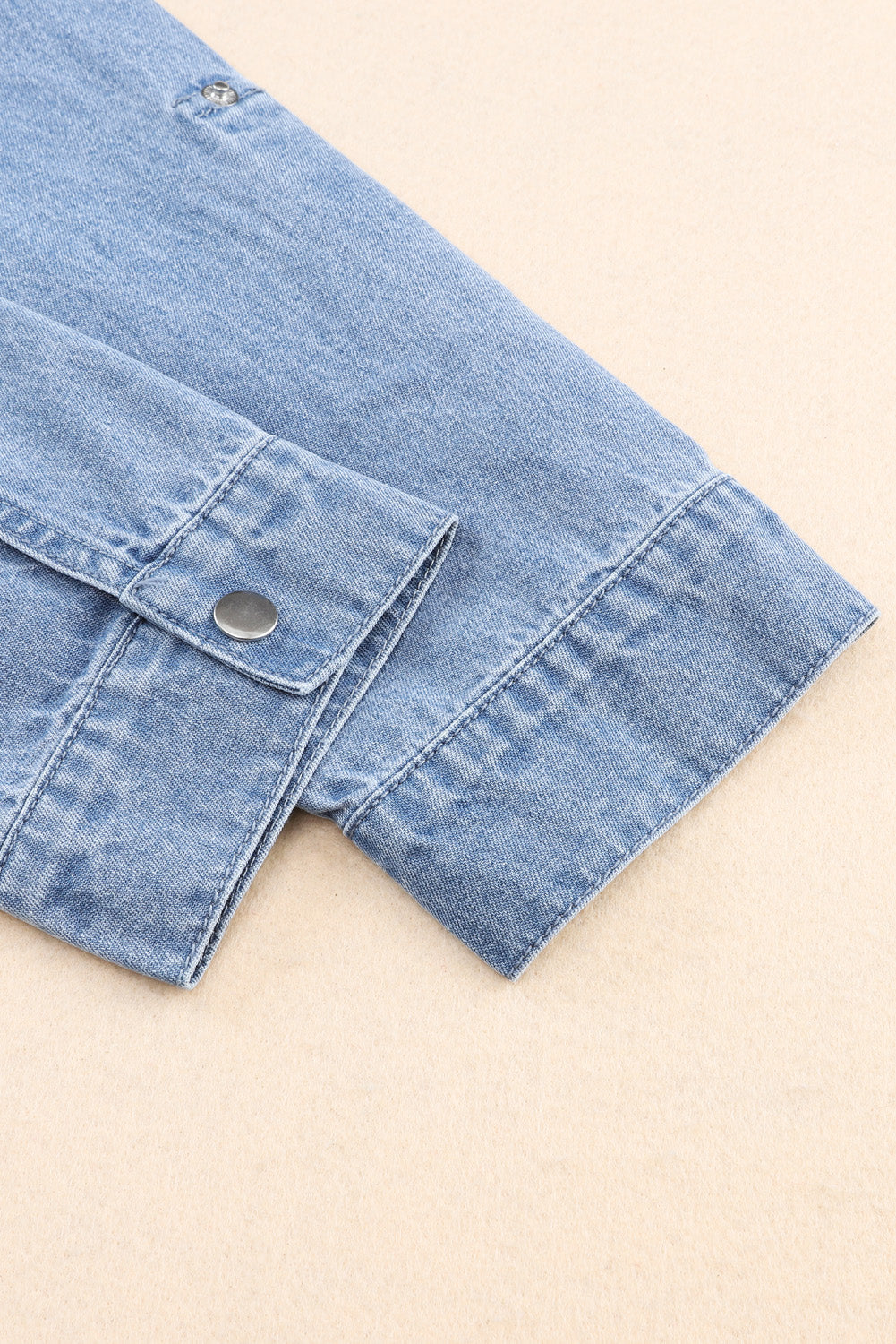 Denim Jacket for Women Roll-Up Tab Sleeve Button Down Pocket