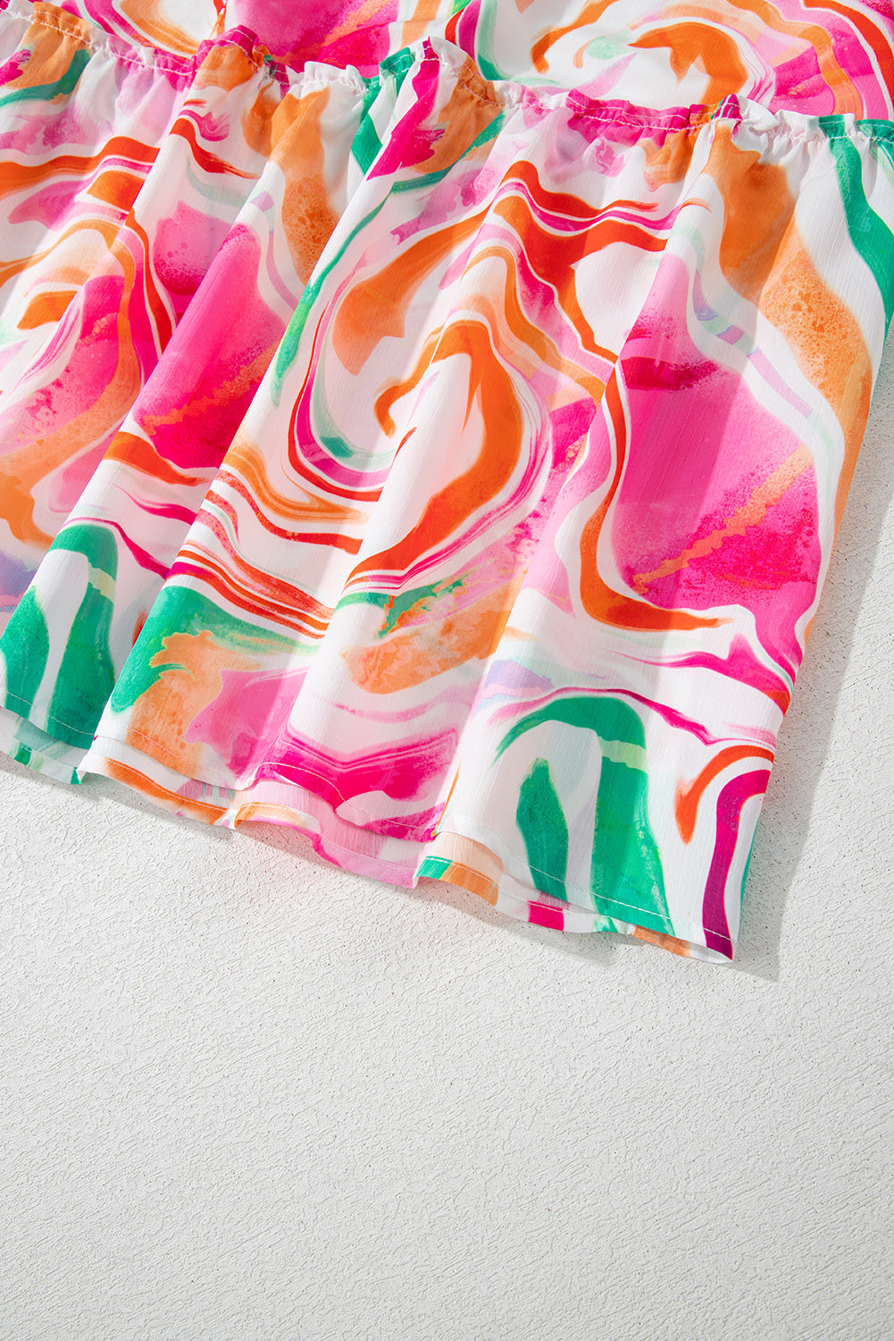 Pink Abstract Print Smocked Bust Maxi Dress