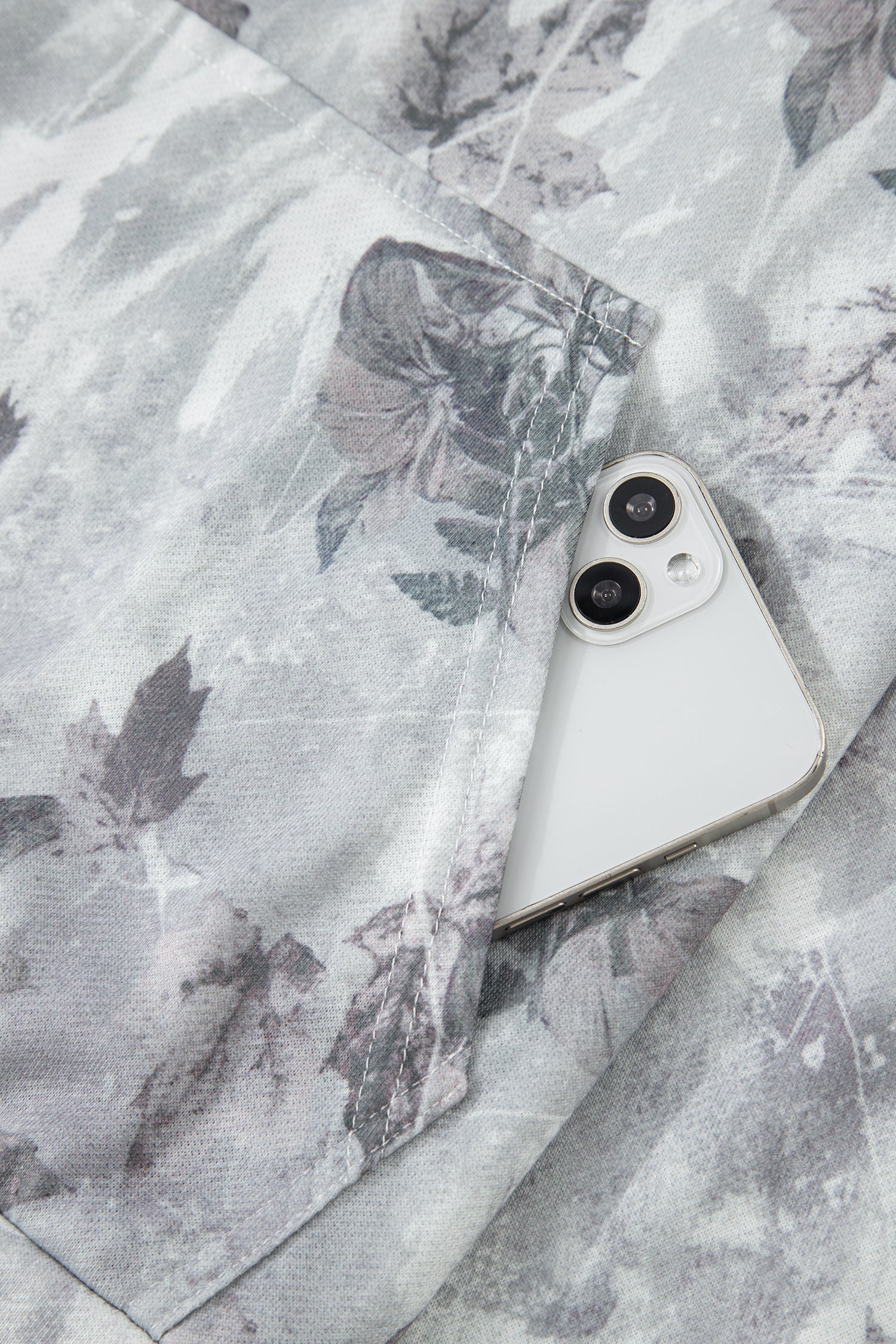 Print Camo Leaf Kangaroo Pocket Quarter Zip Hoodie