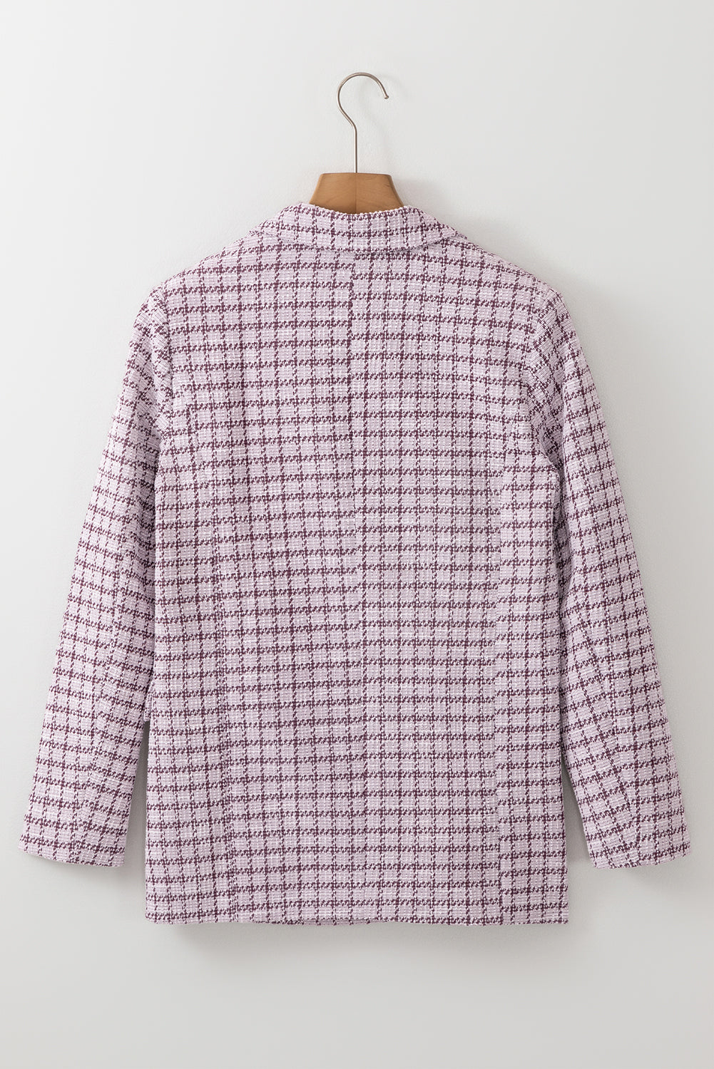 Refined Tweed Plaid Blazer in Burgundy