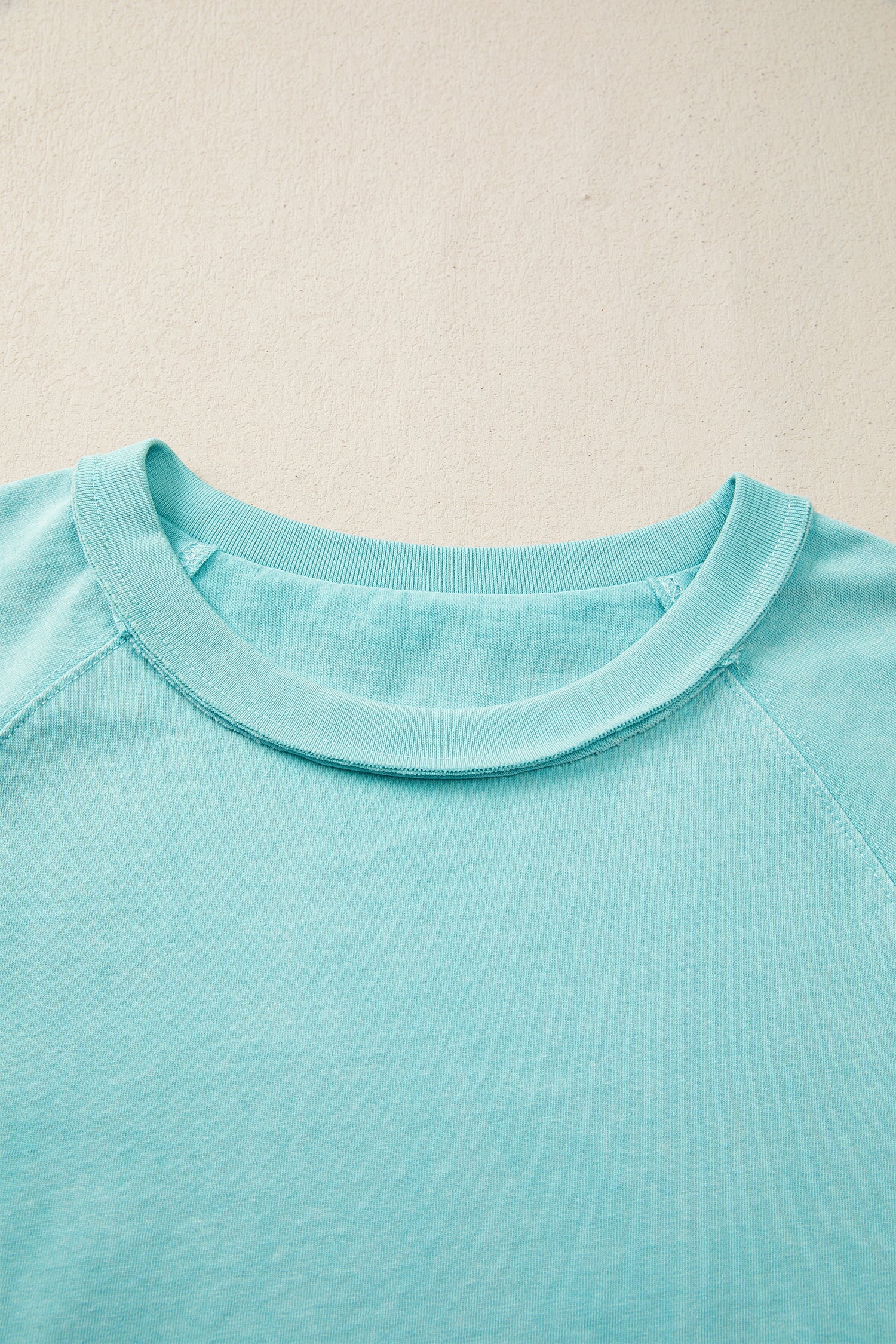 Summer Raglan Mineral Wash Sleeve Boxy Fit Cropped Tee