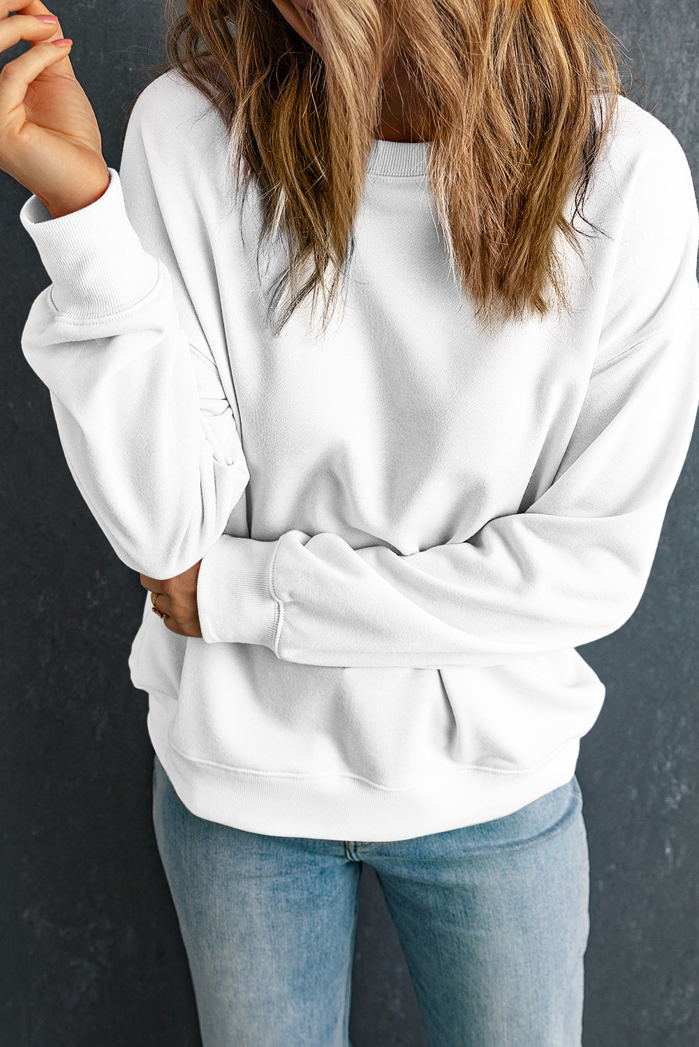 Sweat-shirt classique uni à col rond