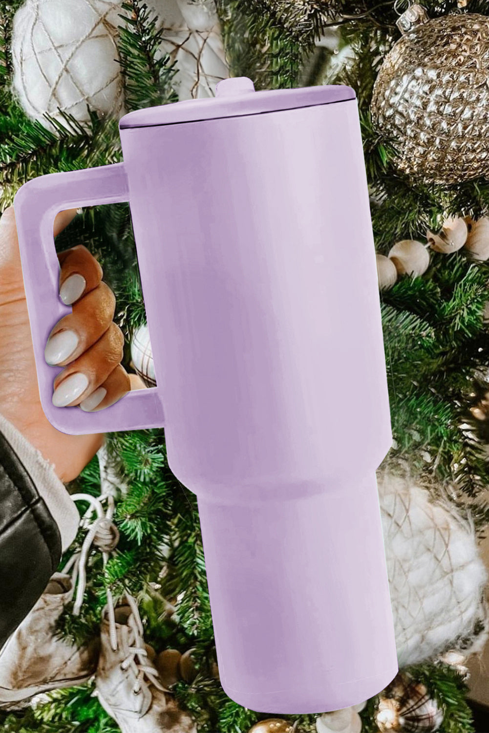 Frosted Stainless Handle Large Vacuum Cup with Straw 40oz Style