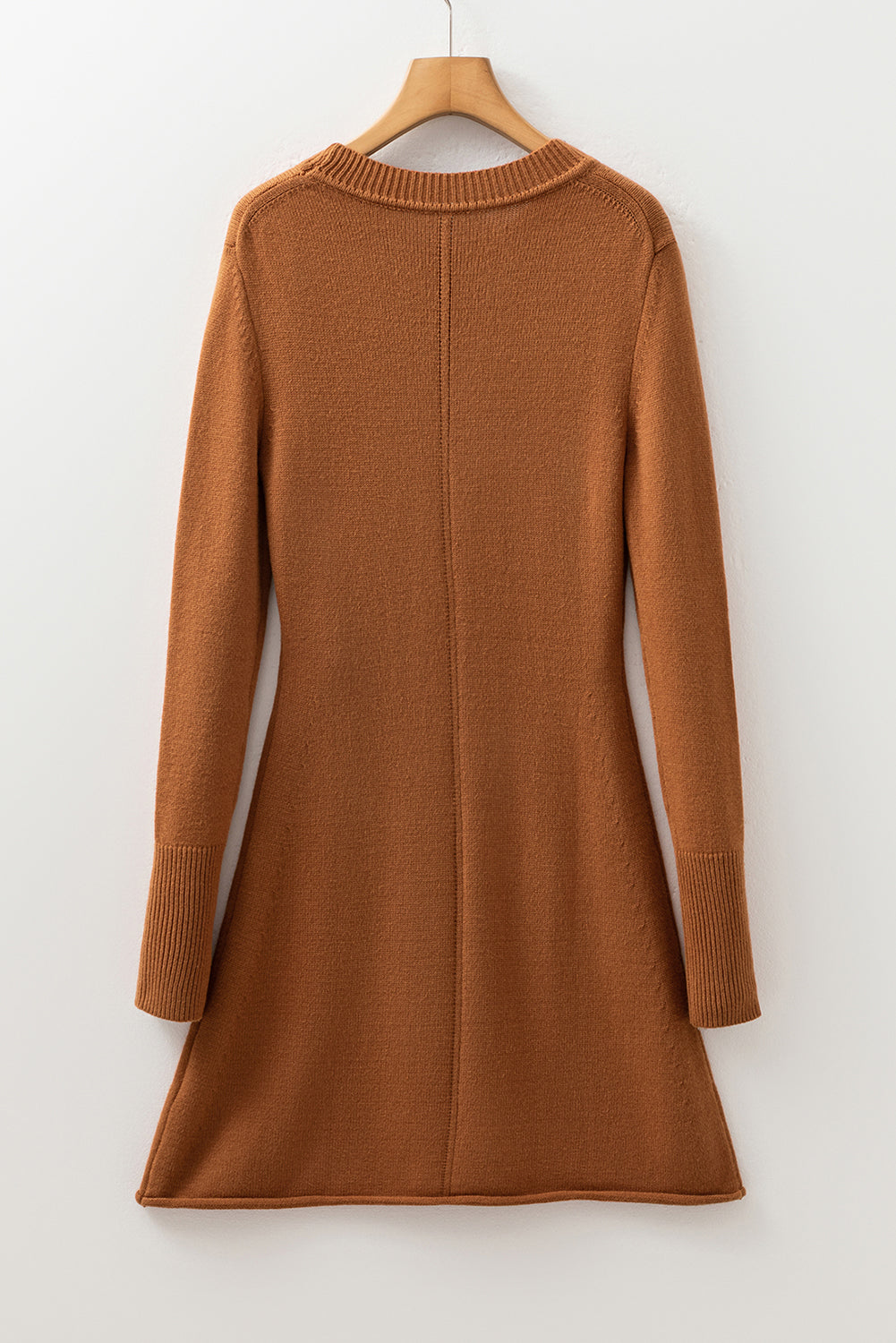 Yellow Rib-Knit Straw Rib-Knit Detail Solid Mini Knit Top Dress
