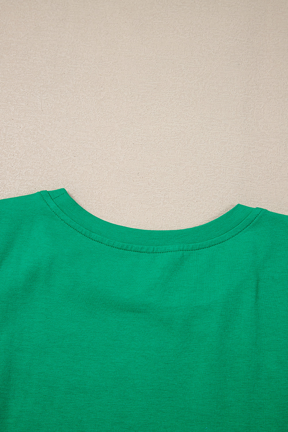 Green Embroidered Ruffled Sleeve Slim Fit Crew Neck Top