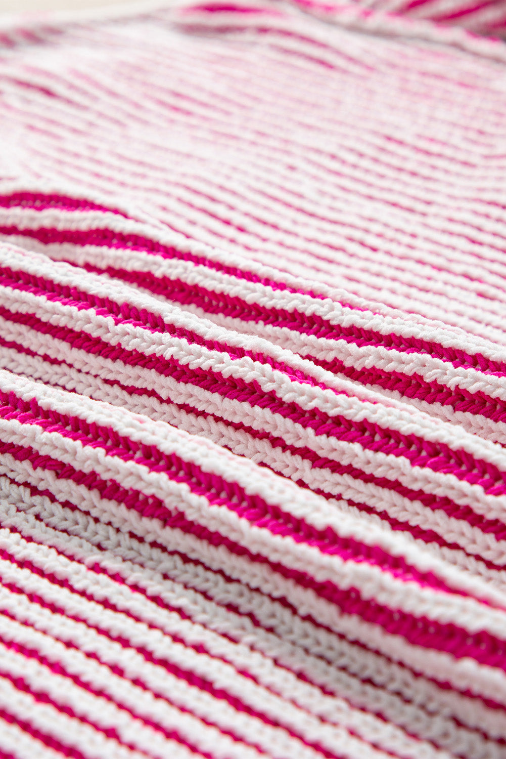 Sweater featuring Textured Knitted Relaxed Stripe-Patterned