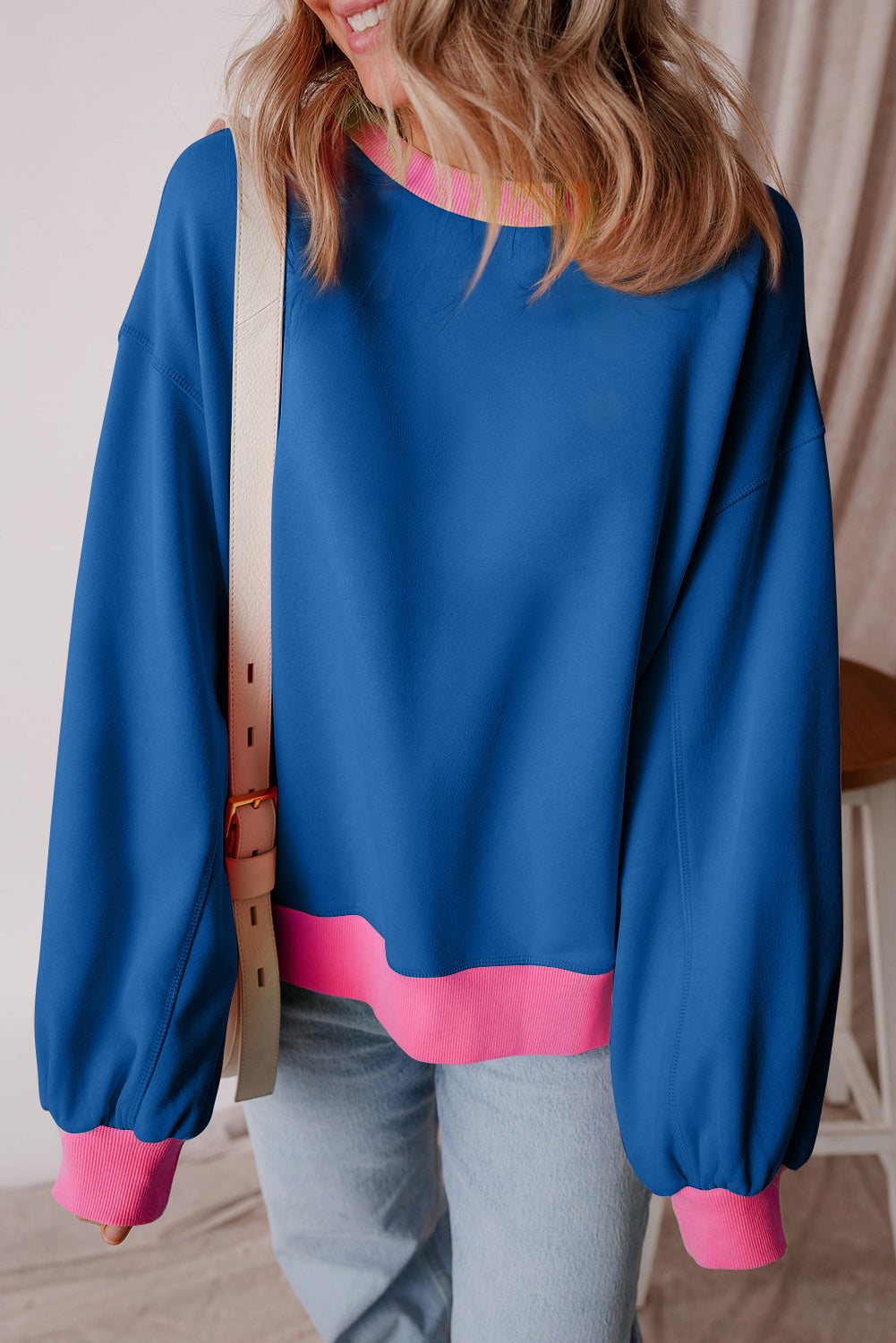 Sweat-shirt color block à manches bulles