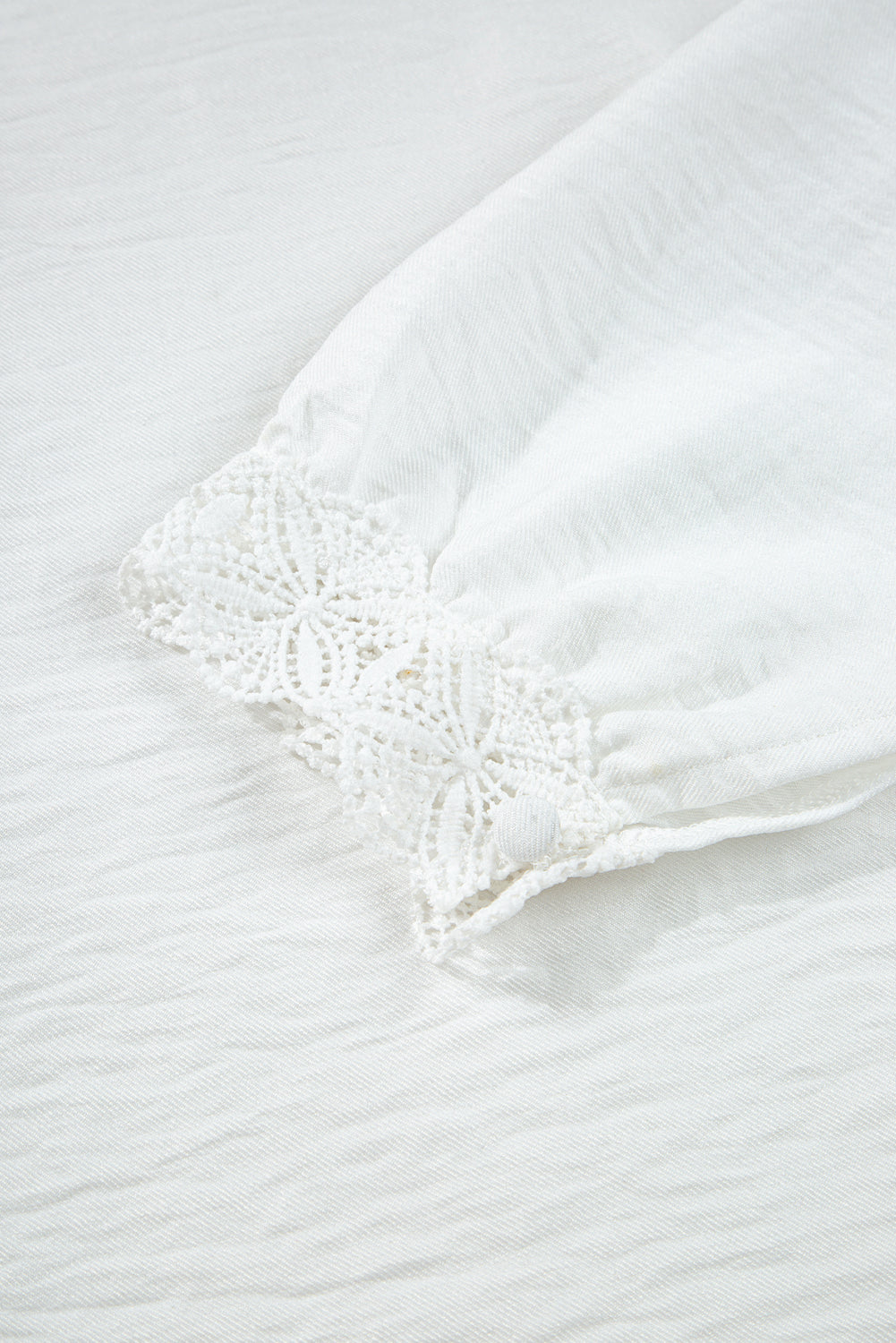 Lace Patchwork Button-Front Stand-Neck Loose Shirt