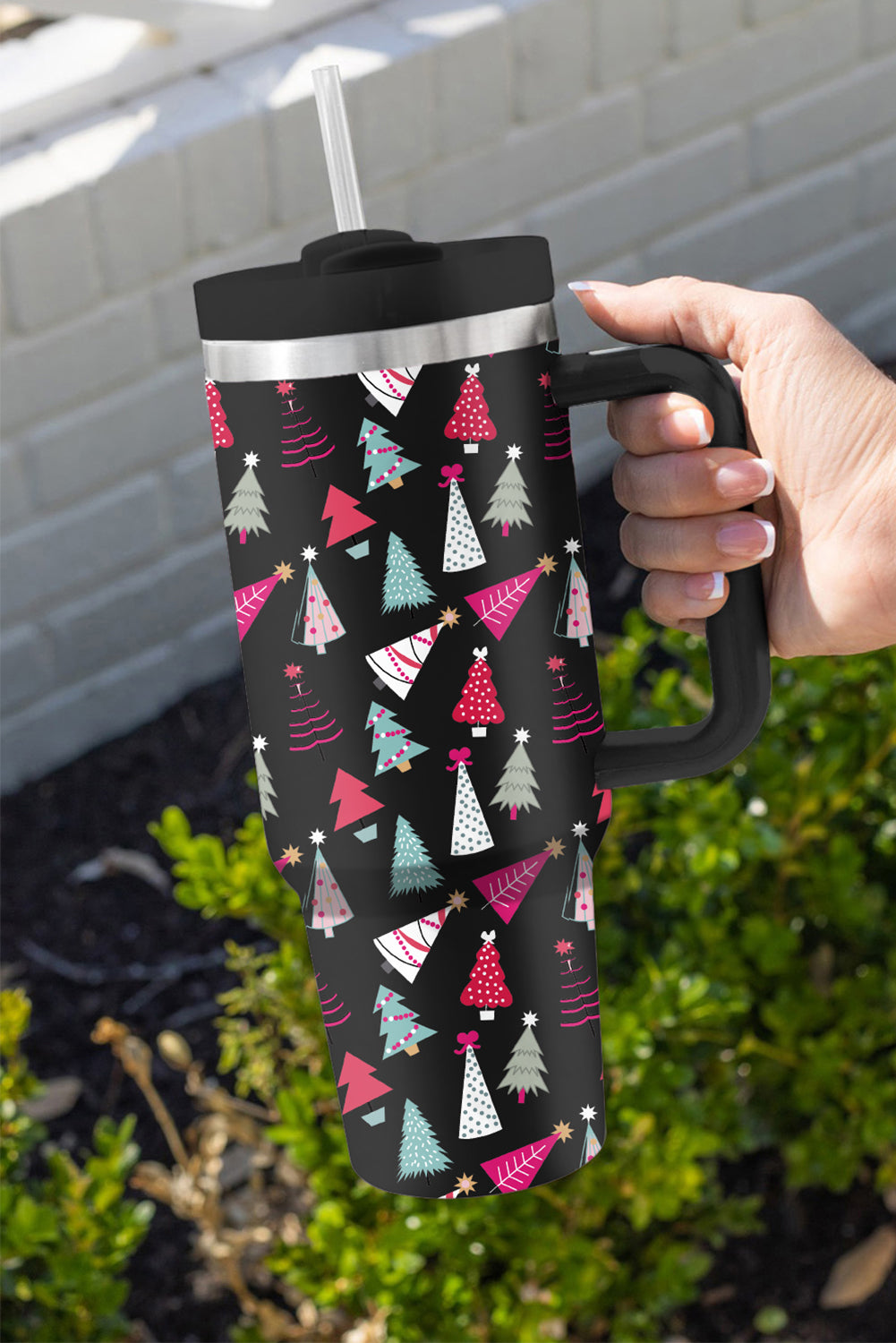Cartoon Christmas Tree Printed Thermos Cup 40oz Style