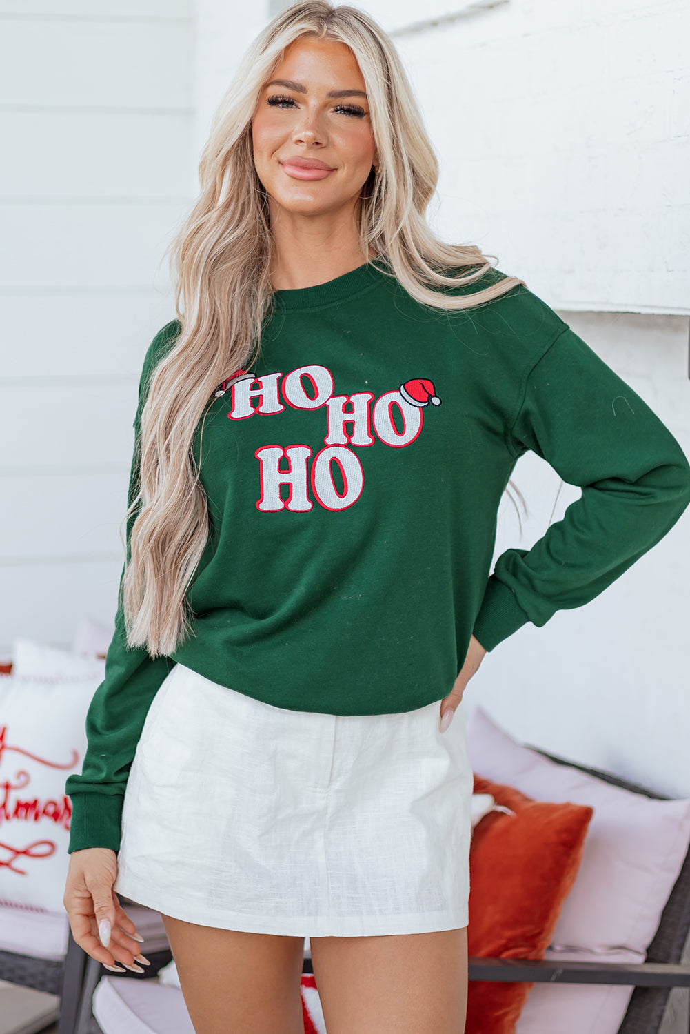 Embroidered Christmas Letter Graphic Fashion Sweatshirt