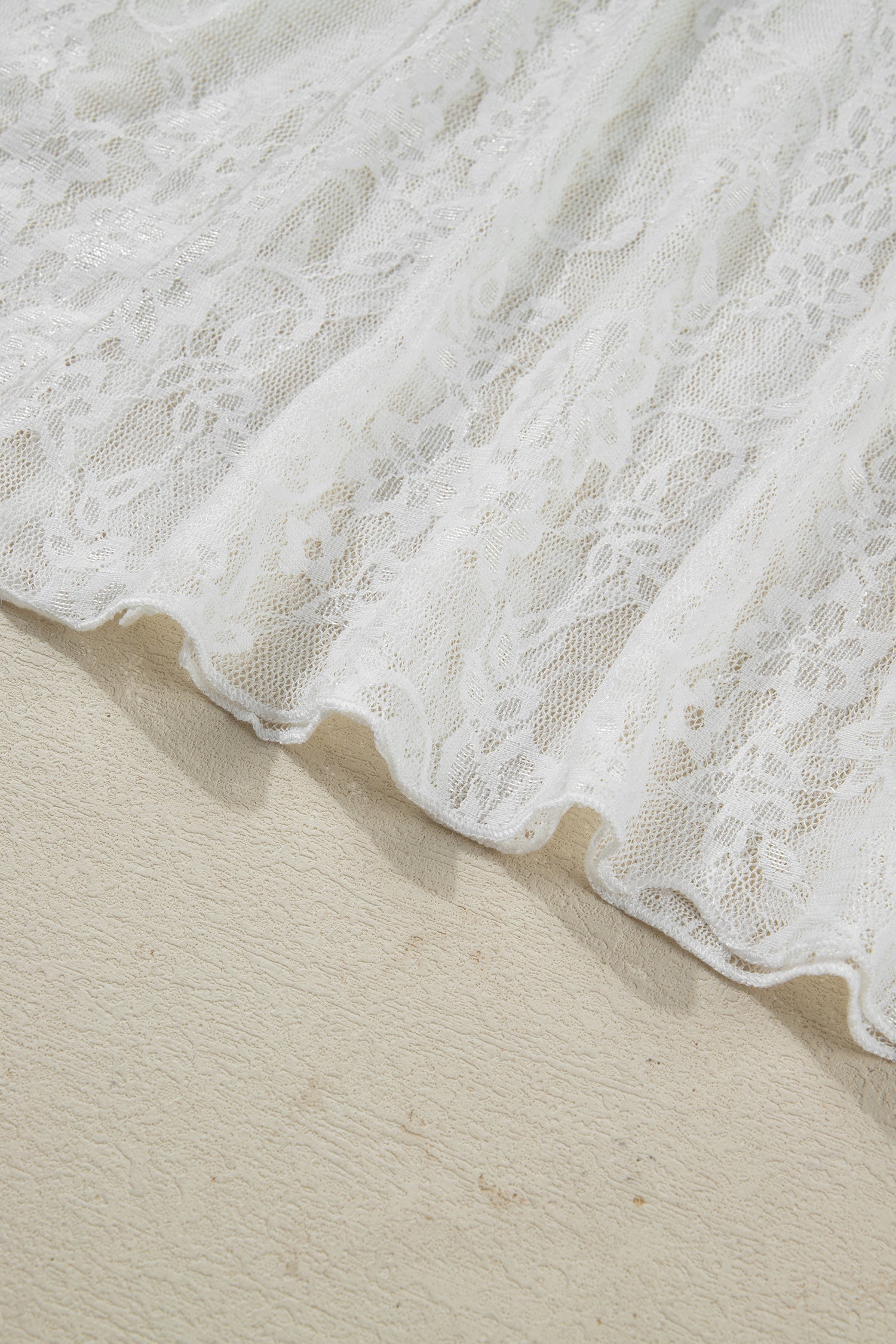 White Sheer Polished Sheer Floral Lace Flowy Maxi Skirt