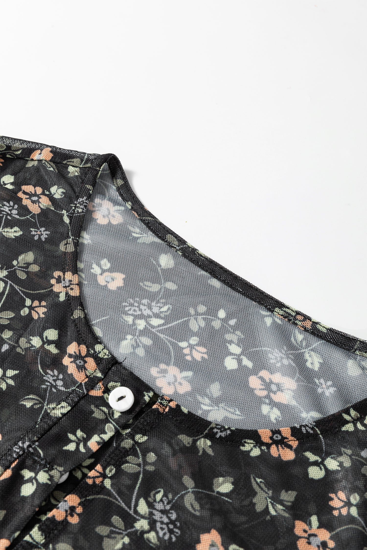 Floral-Print Mesh Tank Button Front Slim Cardigan 2-Piece Outfit