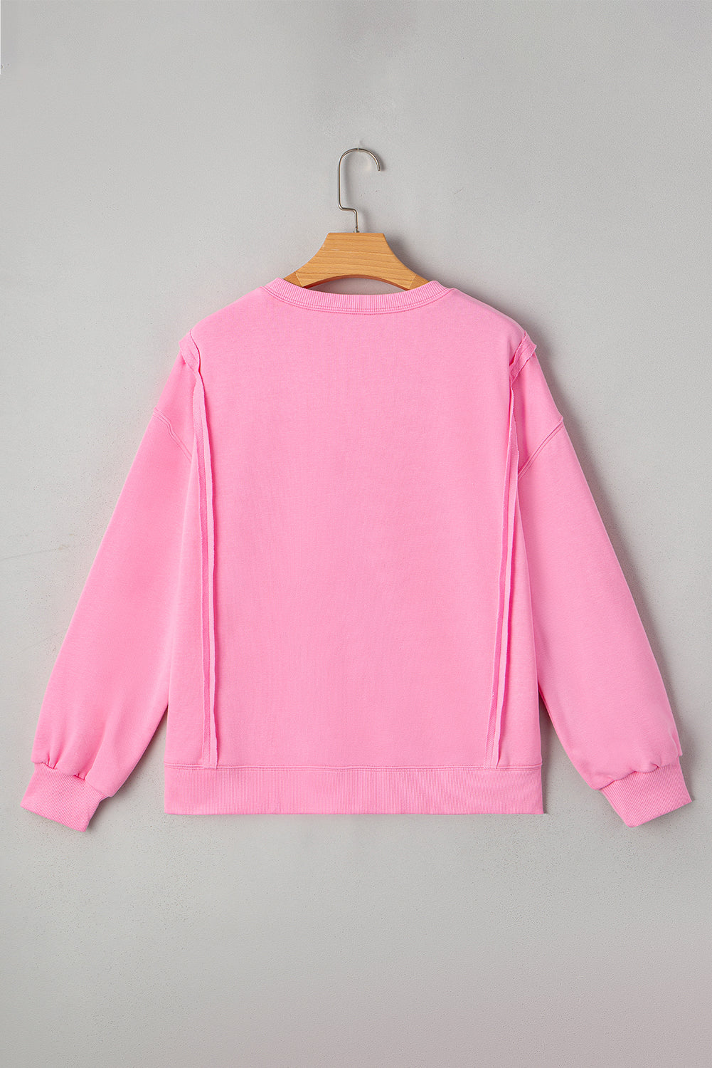 Lace Insert Bow Embroidered Exposed Seam Sweatshirt