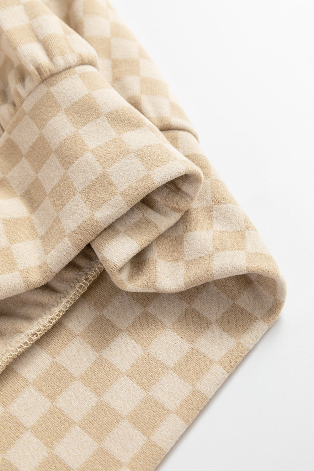 Checkered Print Kangaroo Pocket Drawstring Hoodie