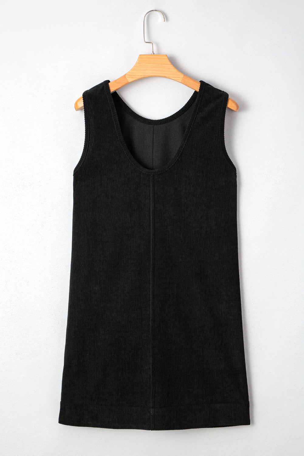 Sleeveless Mini Corduroy Mini Dress With Patched Pockets