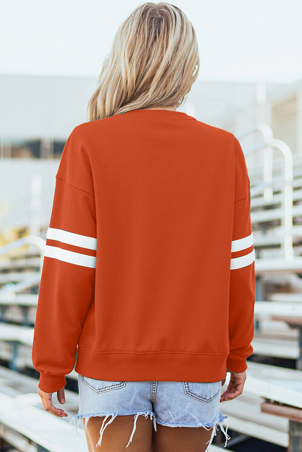 Detail Varsity Striped Drop-Shoulder Roomy Sweatshirt