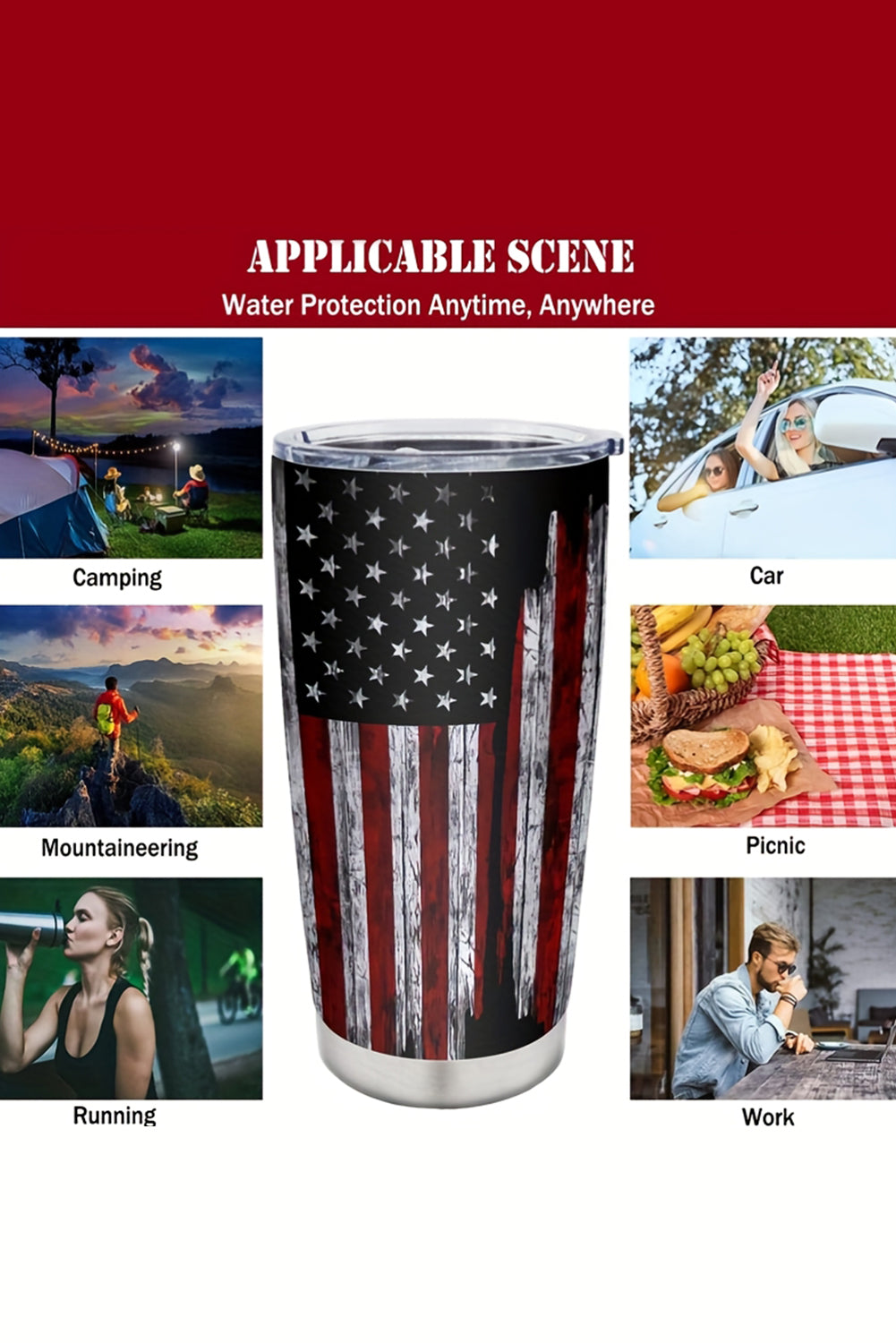 American Steel Flag Stainless Insulated Tumbler 20oz
