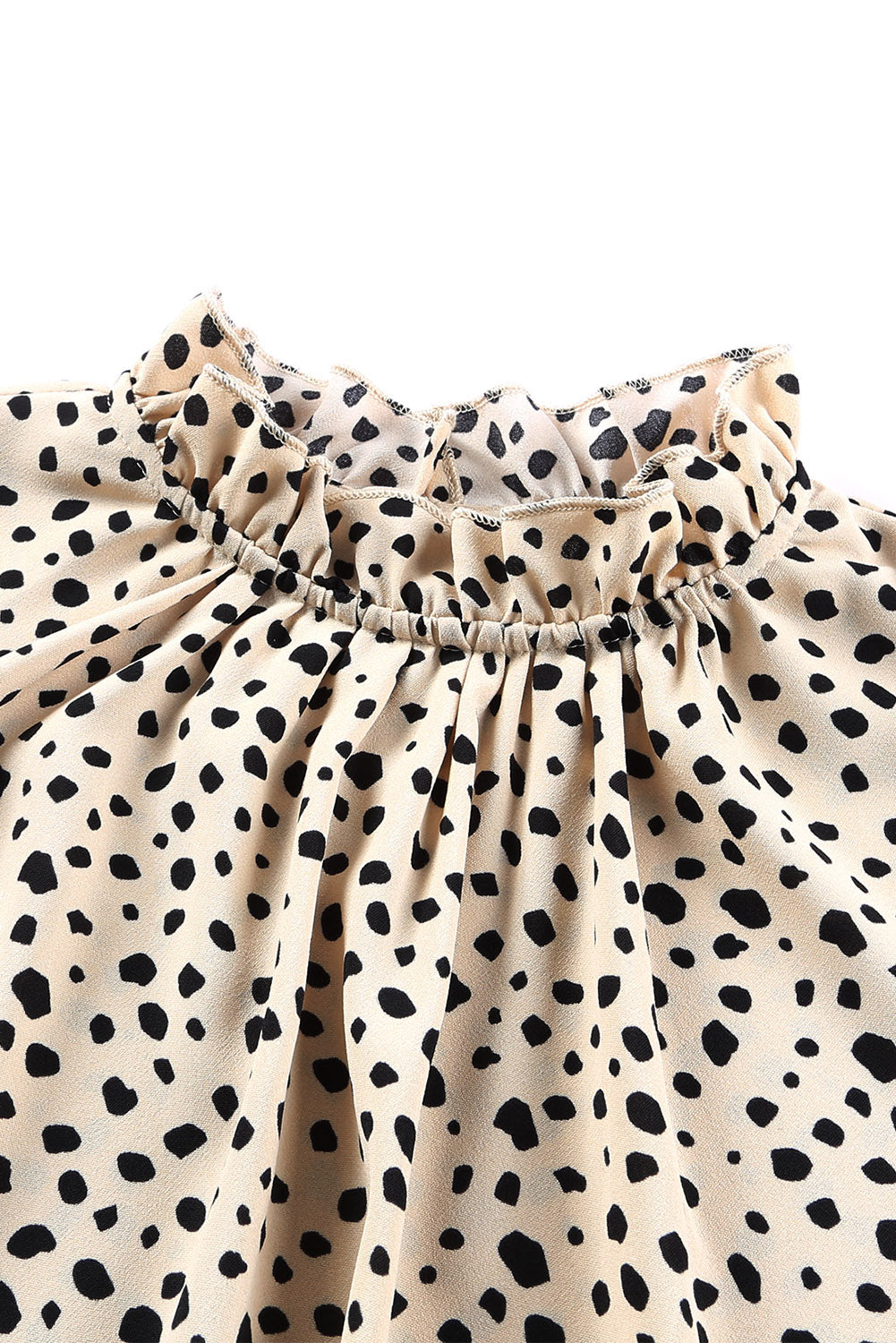 Women's Frill-Trimmed Neck 3/4 Sleeves Cheetah Blouse