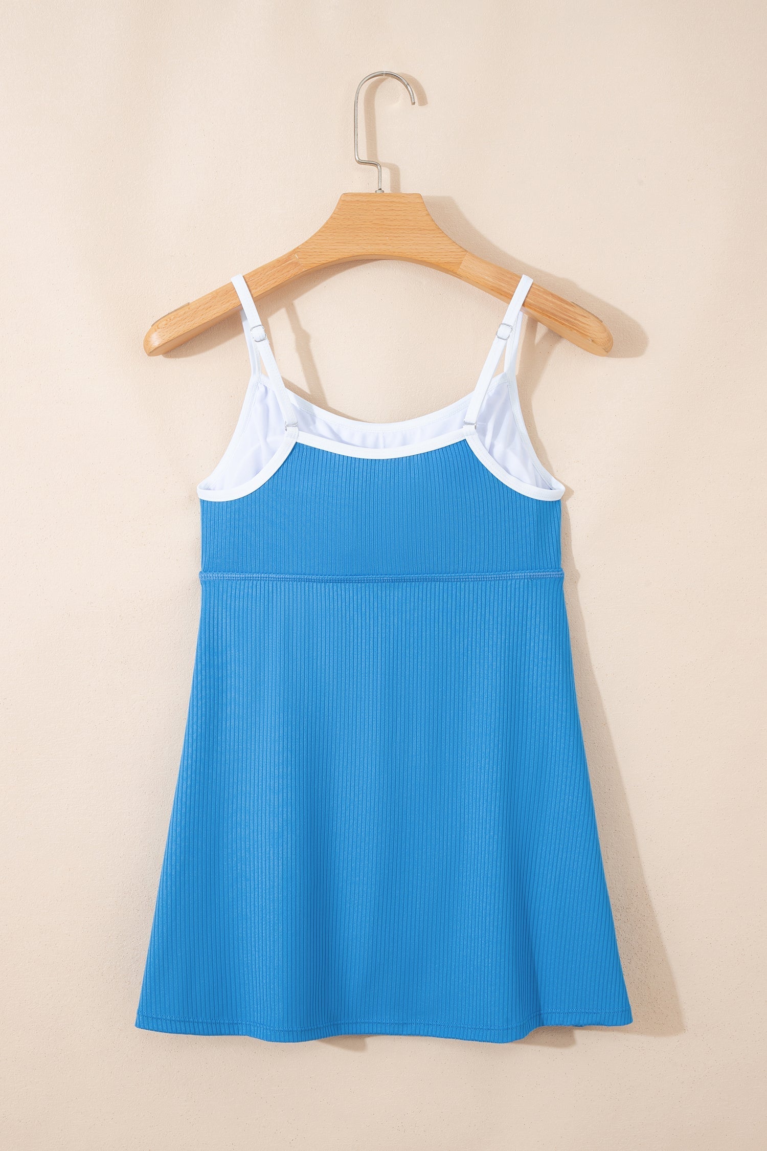 Dusk Edge Blue Colorblock Rib-Knit Pocket-Detail Lined Swim Dress
