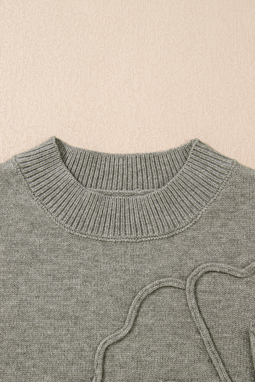 Pattern High Flower Rib-Knit Trim Short-Sleeved Boxy Knit Top