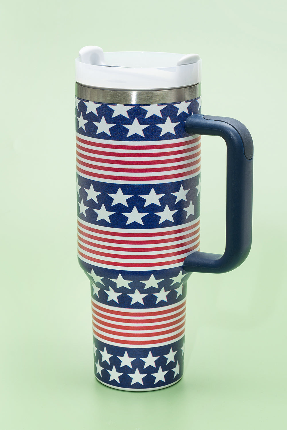 Stars Print and Stripes Handled Thermos Cup 40oz