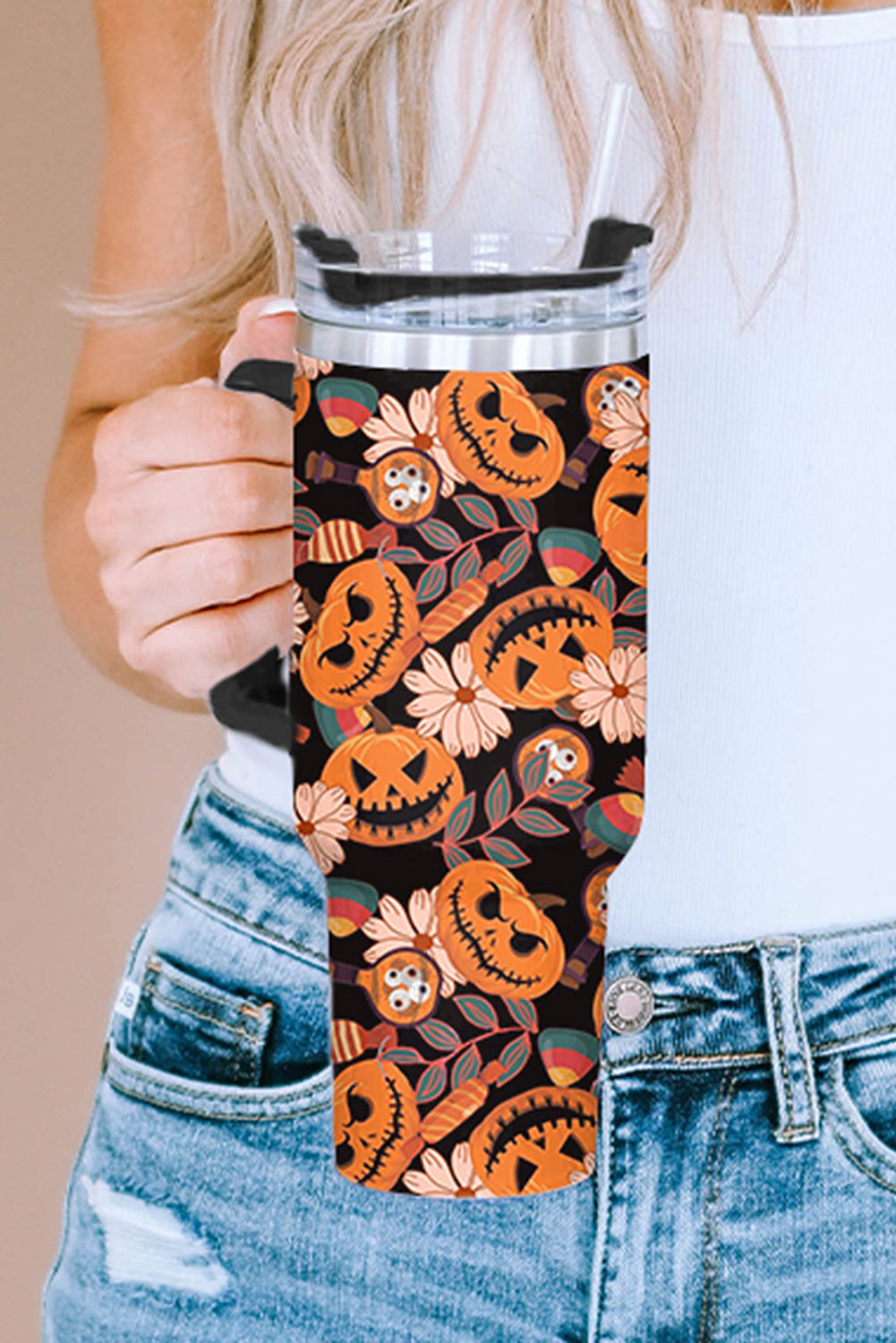 Pumpkin Print Halloween Print 304 Stainless Vacuum Cup 40oz
