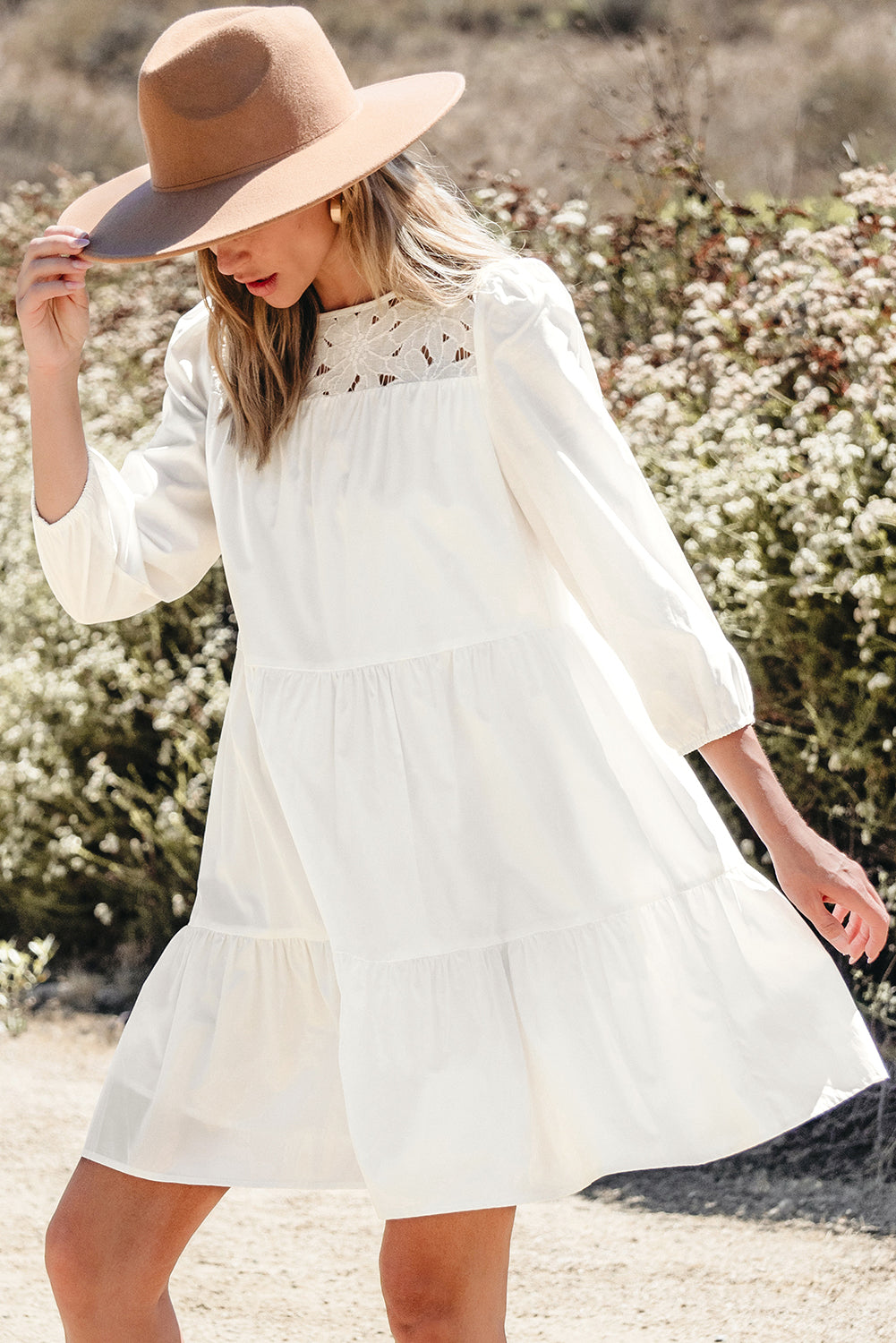 Women's Lace-Trimmed Bracelet Layered Mini Dress